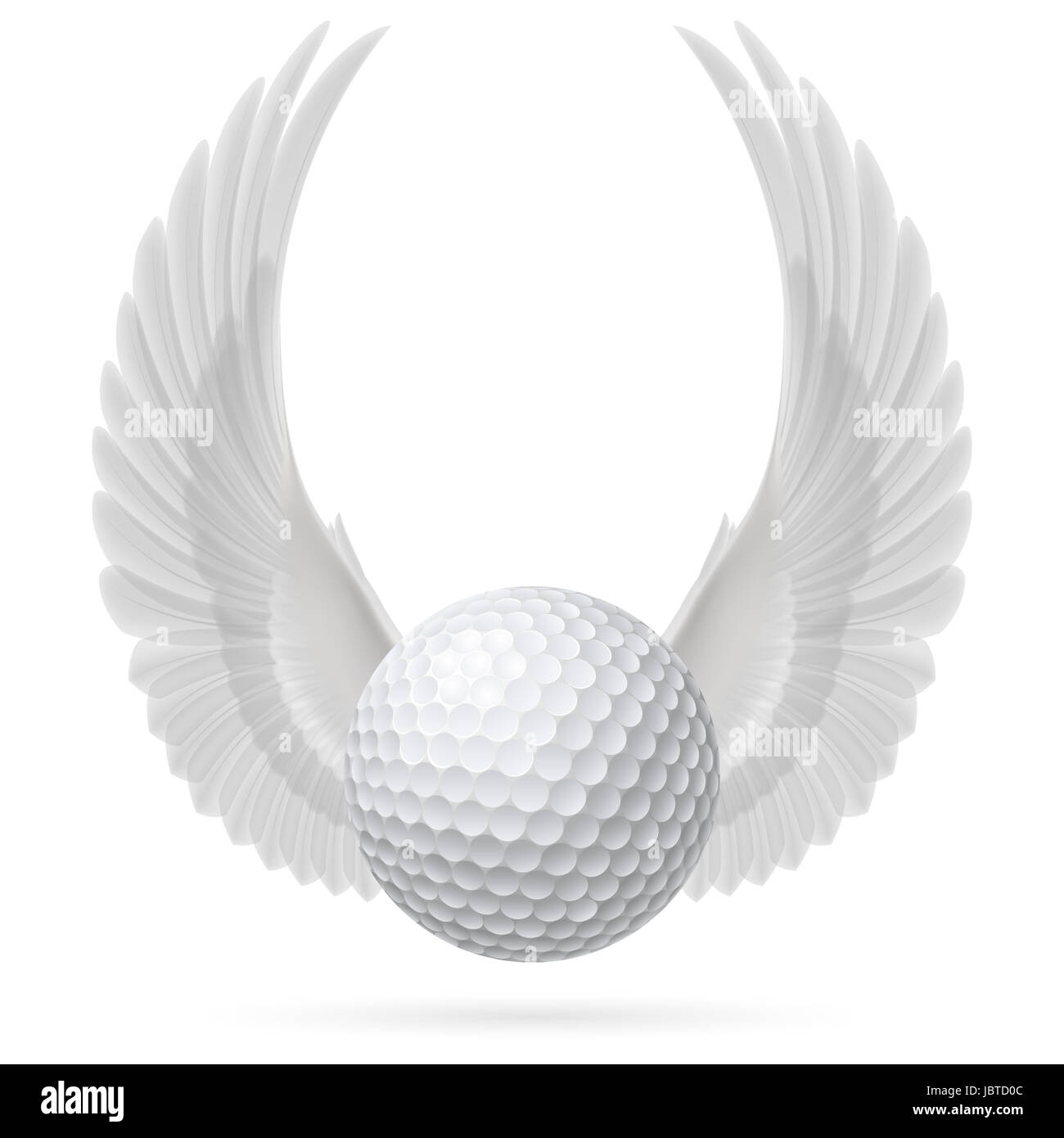 Balle de Golf avec soulevées jusqu'ailes blanches Banque D'Images