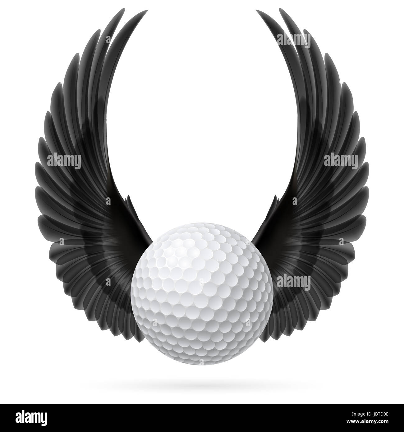 Balle de Golf avec soulevées jusqu'ailes noires Banque D'Images