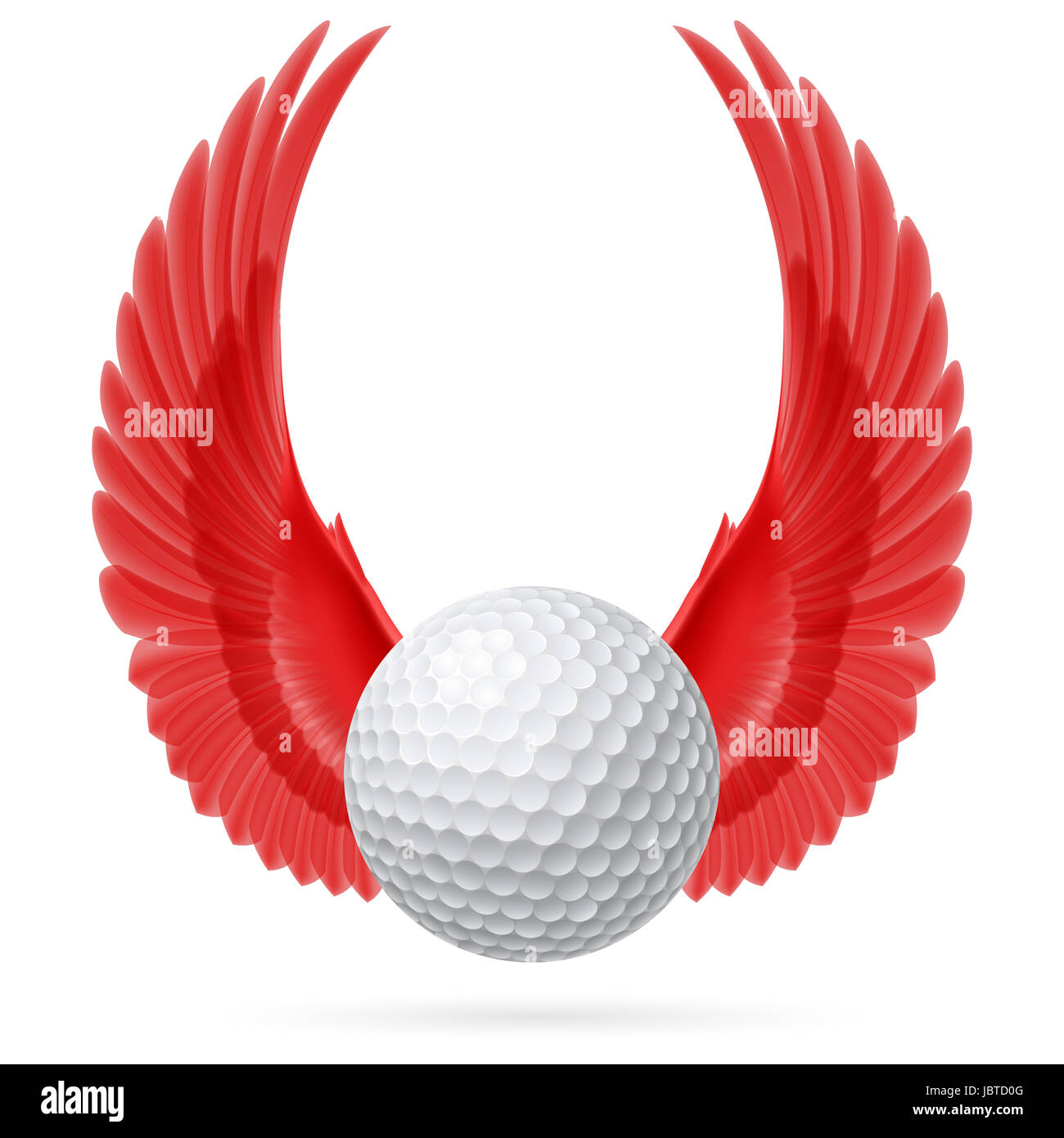 Balle de Golf avec soulevées jusqu'ailes rouges Banque D'Images