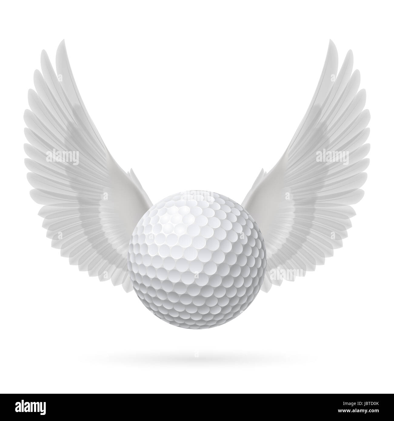 Balle de golf réalistes avec emblème white wings Banque D'Images