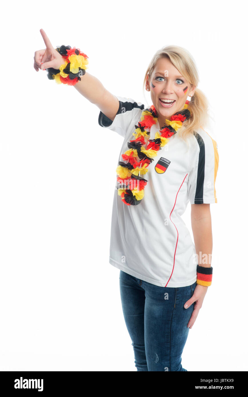 Femme blonde football fan Banque D'Images