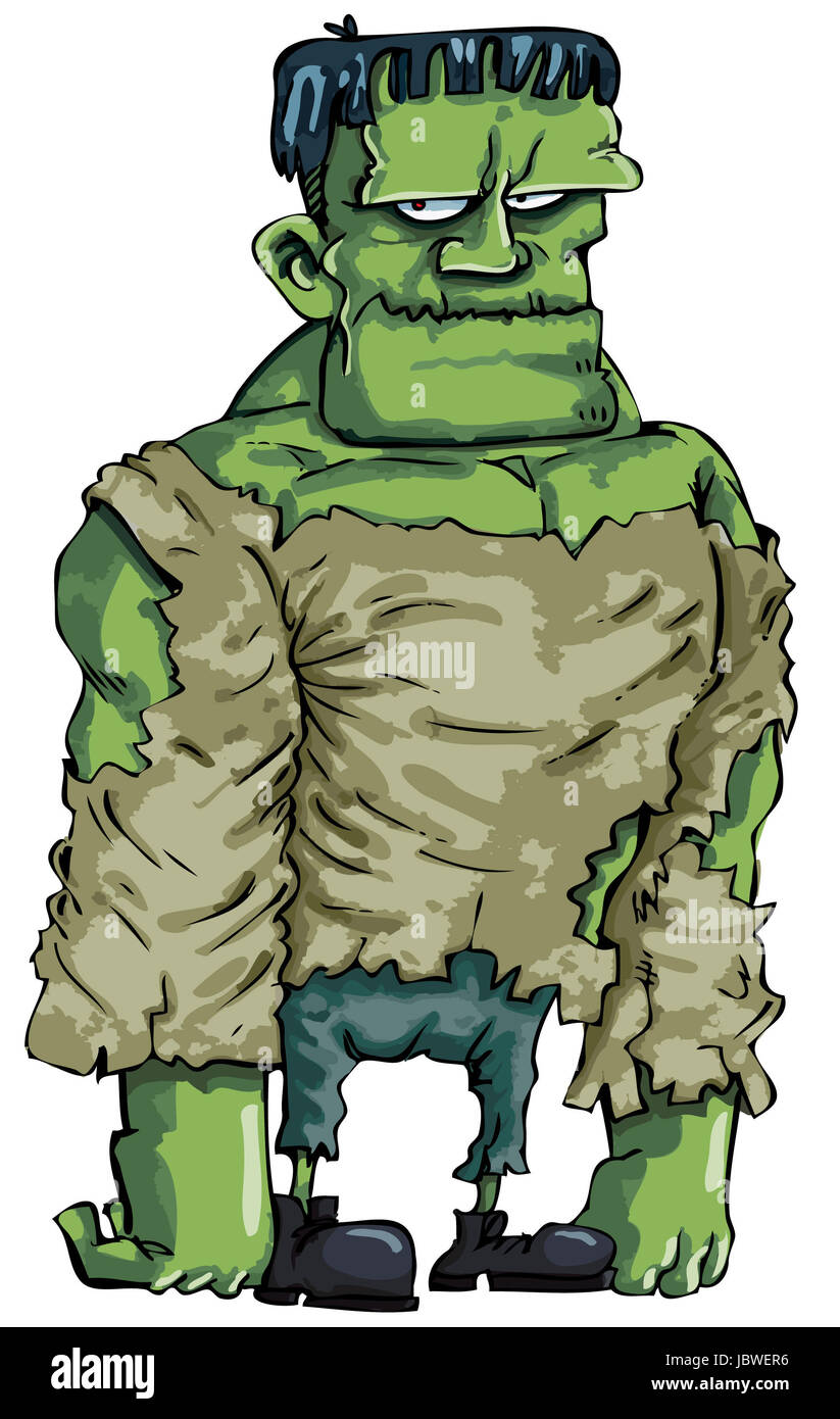 Green Cartoon monstre Frankenstein isolated on white Photo Stock - Alamy