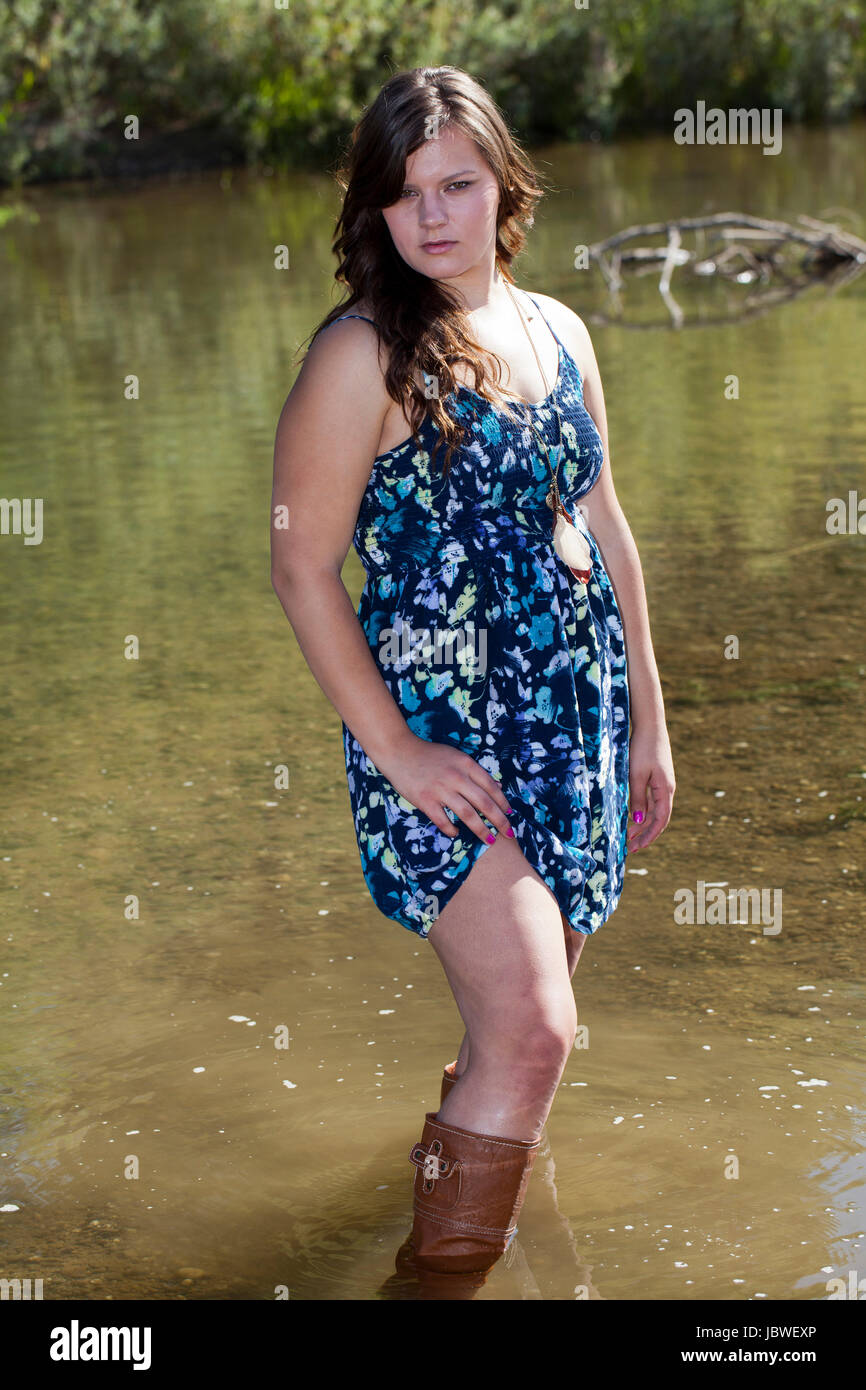 Plump Young Woman Standing Outdoors Robe River Photo Stock - Alamy