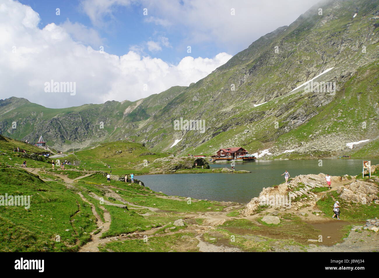 Chalet Lac Balea Balea Lac glacier plus à côté de la route Transfagarasan, montagnes de Fagaras en Roumanie Banque D'Images