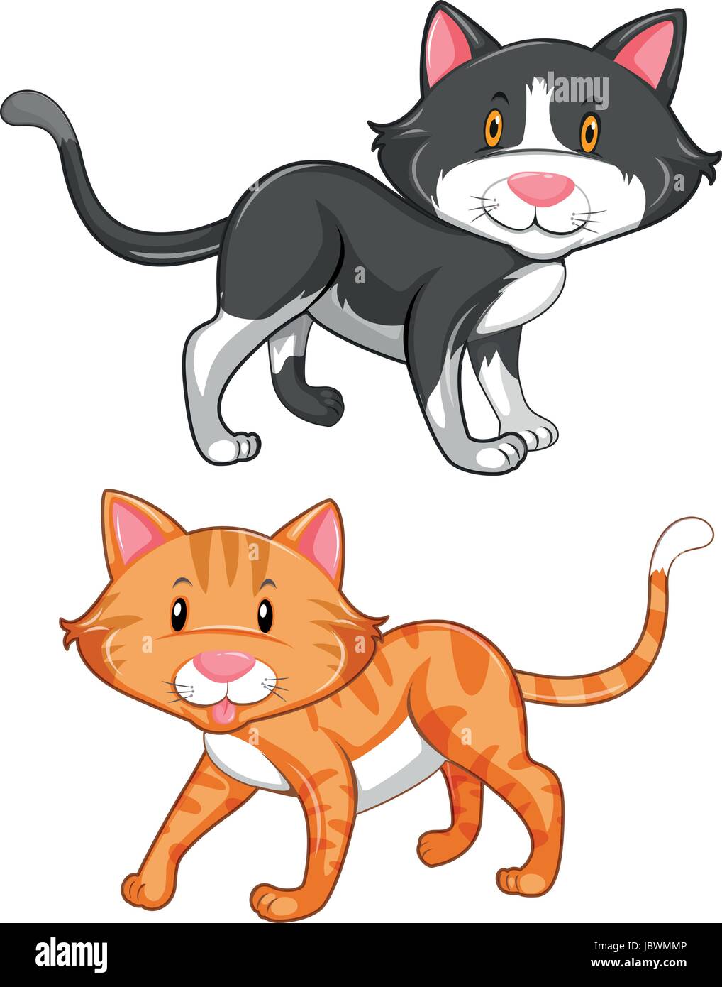 Deux cute cats sur fond blanc illustration Illustration de Vecteur