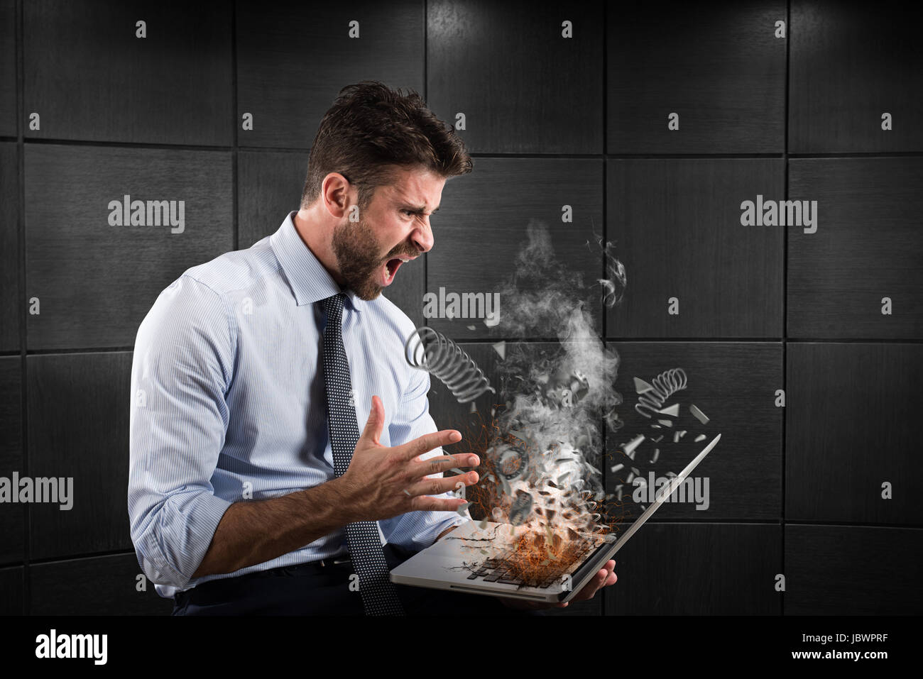 Le stress et la frustration causée par un ordinateur Banque D'Images