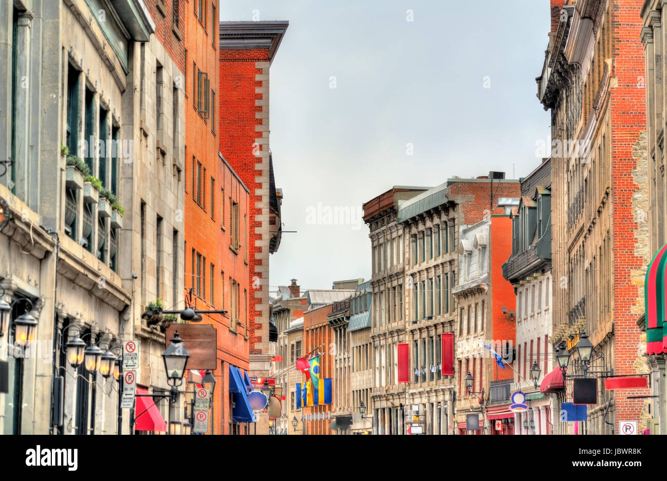 Bâtiments sur la rue St Paul dans le Vieux Montréal, Canada Banque D'Images