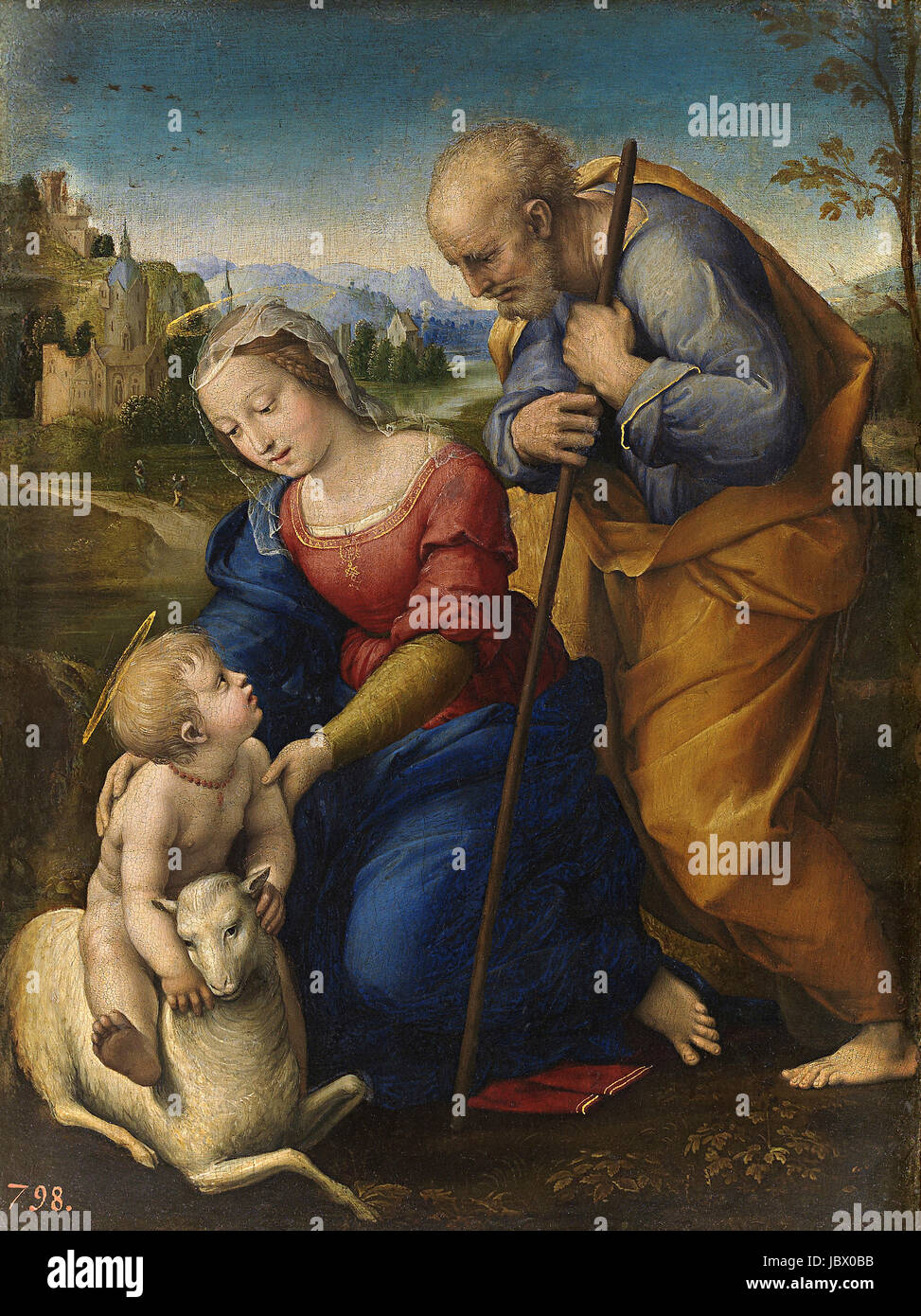 Raffaello Sanzio da Urbino - Raphael - la Sainte Famille avec un agneau Banque D'Images