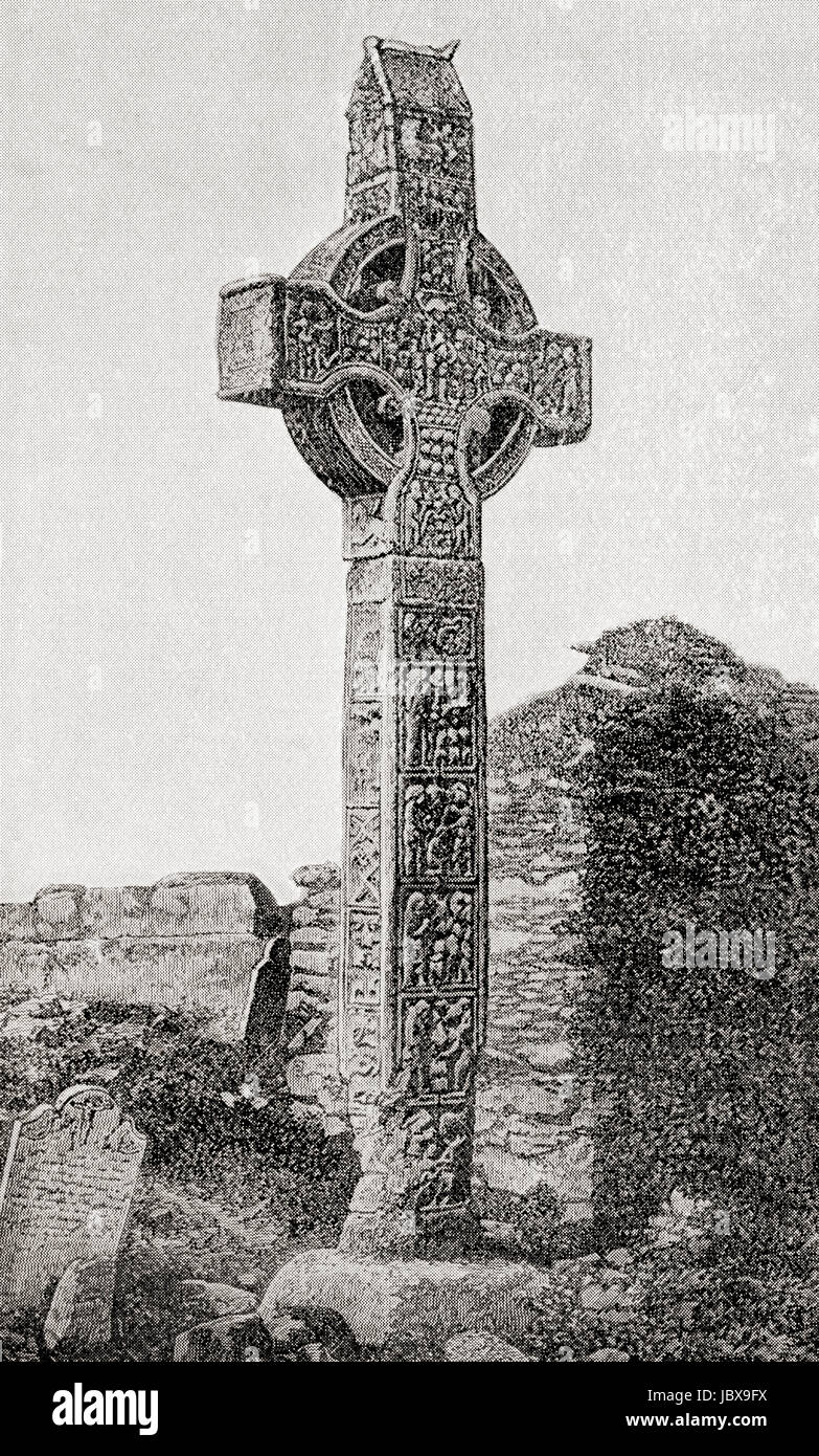 La grande croix, aka Muiredach's High Cross, Monasterboice, dans le comté de Louth, en Irlande. L'histoire de Hutchinson de l'ONU, publié en 1915. Banque D'Images