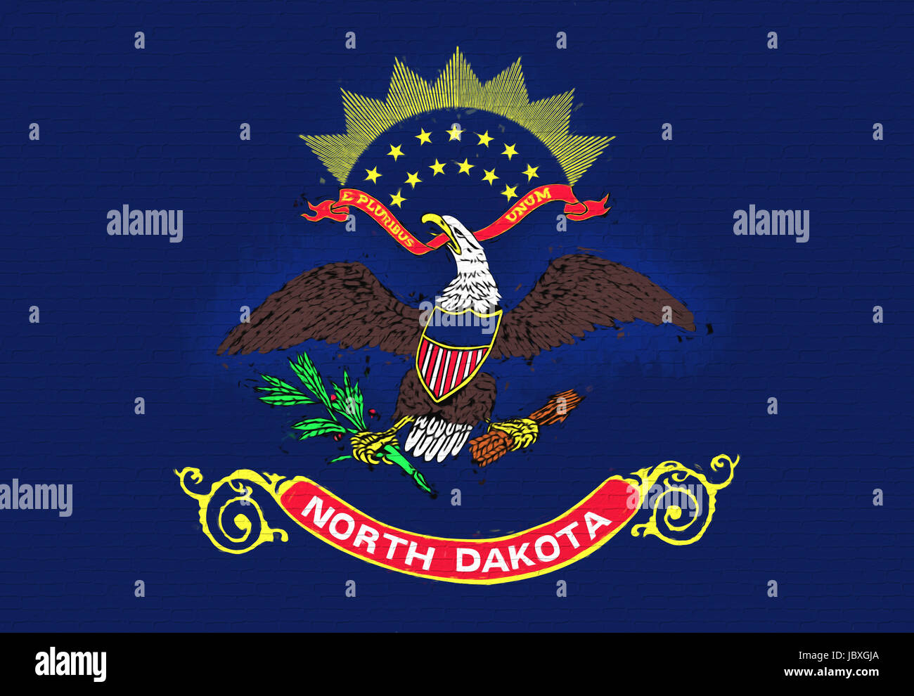 Carte physique très détaillée du Dakota du Nord avec étiquetage Image