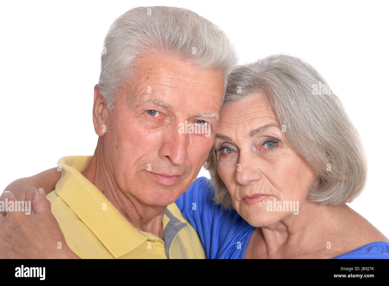 Portrait of senior couple isolé sur fond blanc Banque D'Images