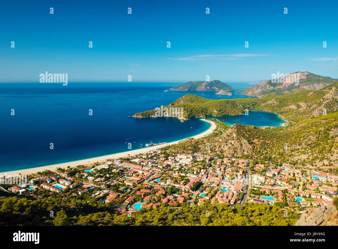 Vue d'été de Oludeniz Fethiye Turquie paysage plage lagon Banque D'Images
