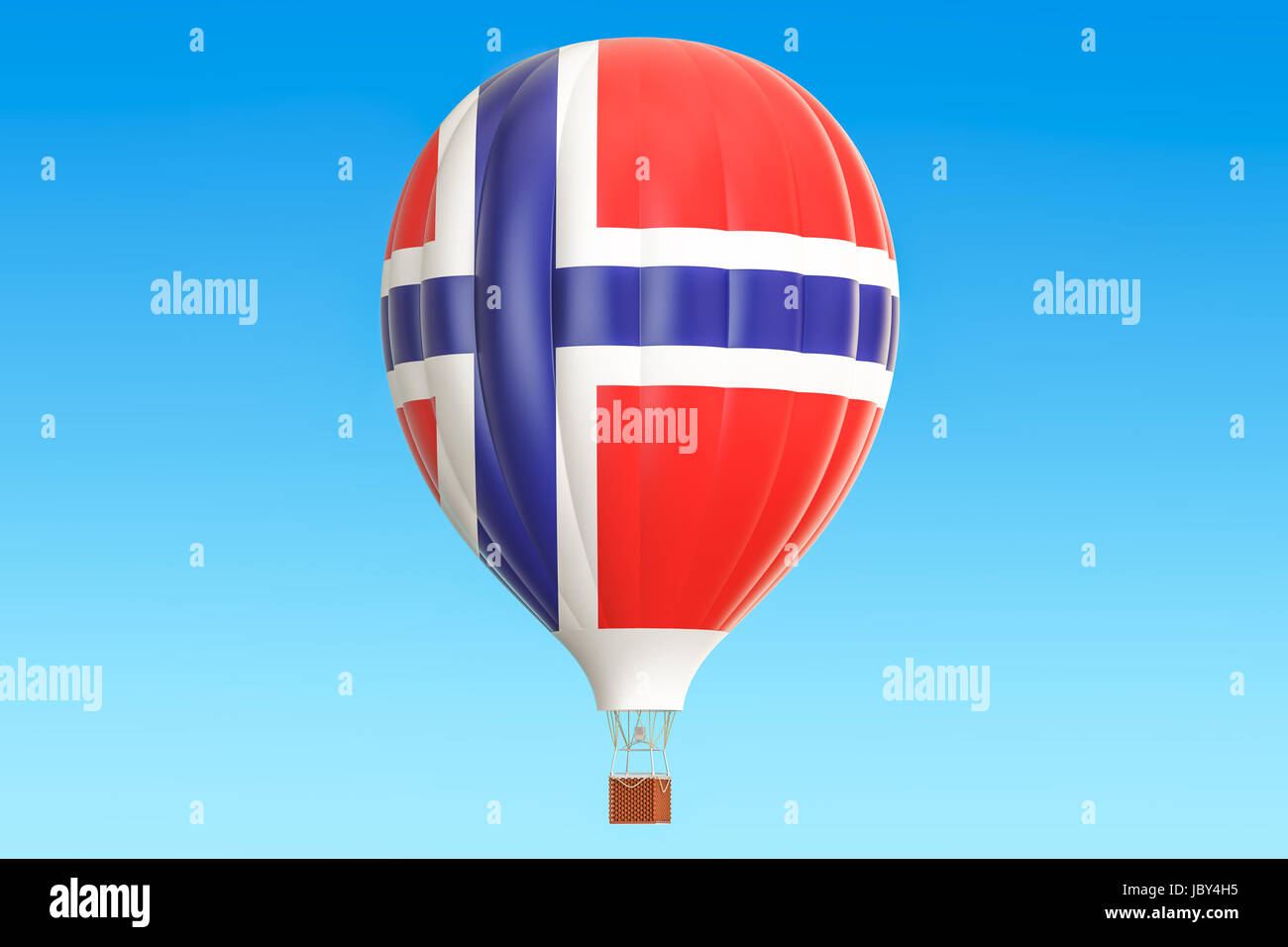 Hot Air Balloon avec pavillon norvégien, 3D Rendering Banque D'Images