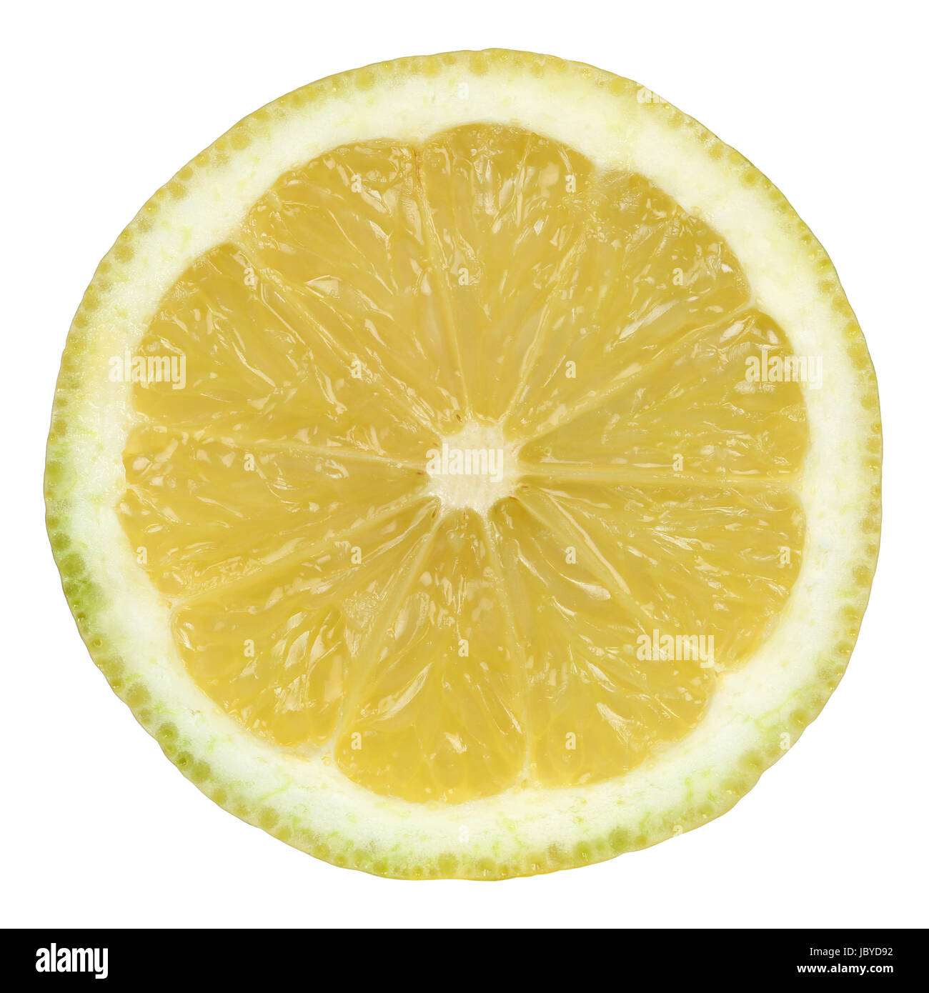 Durchgeschnittene Zitrone, isoliert vor einem weissen Hintergrund Banque D'Images