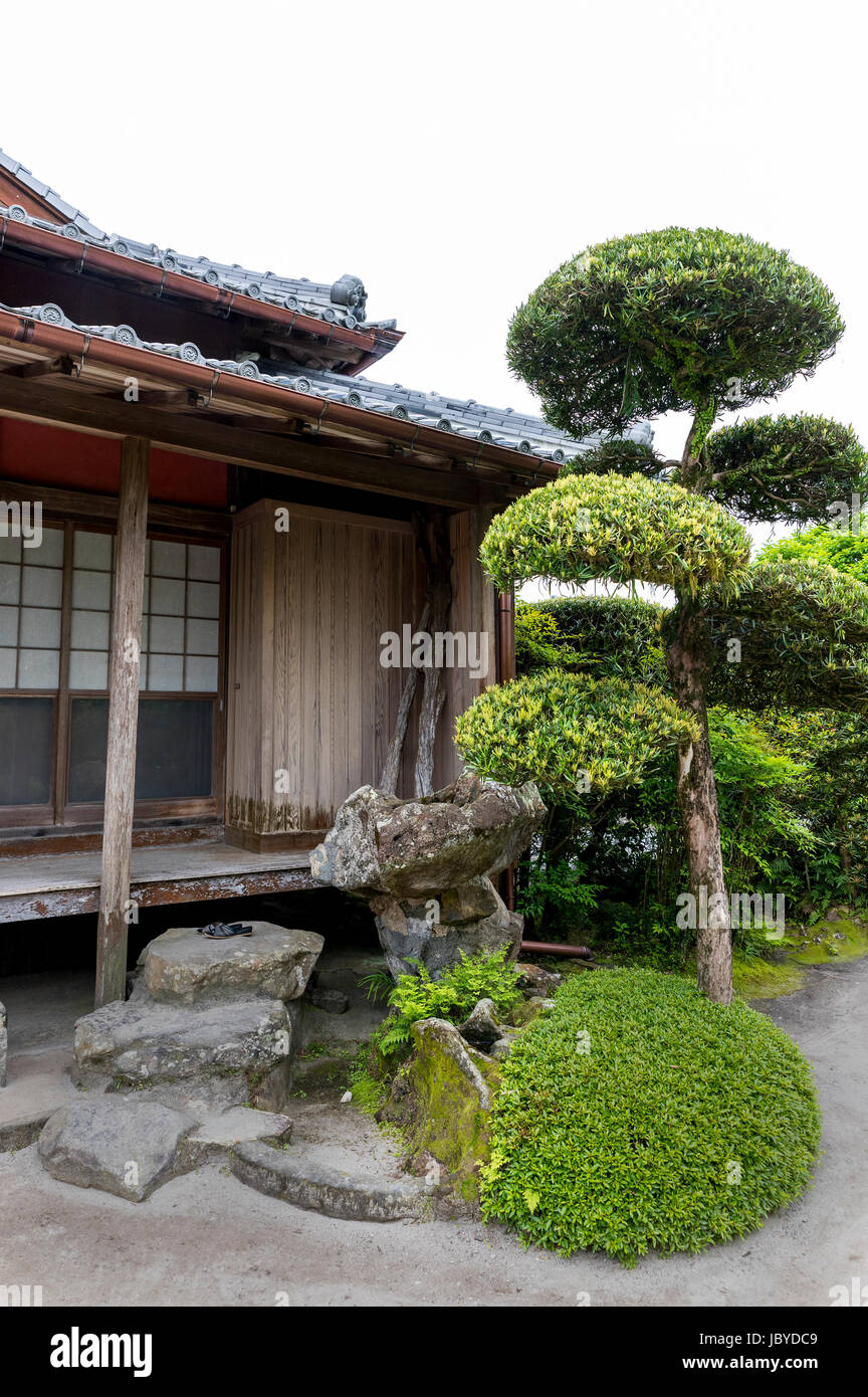 Jardin japonais. Chiran Samurai Maisons, Kagoshima, Kyushu, au Japon Banque D'Images