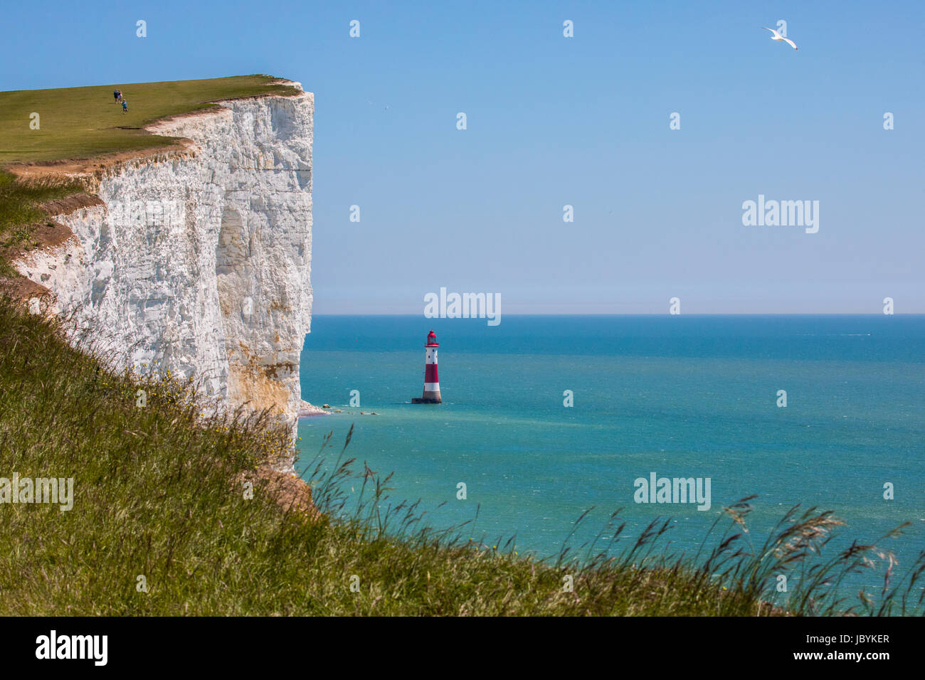 Une vue de la craie Beachy Head pointe dans l'East Sussex, Royaume-Uni. Banque D'Images