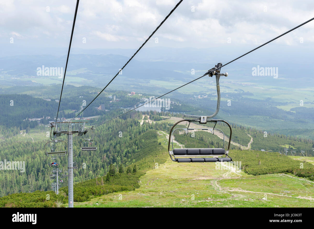 Hautes Tatras, Slovaquie - 11 juin : téléski téléphérique menant à Predne Solisko sommet de montagnes Tatra, le 11 juin 2017 à Hautes Tatras, en Slovaquie. Banque D'Images