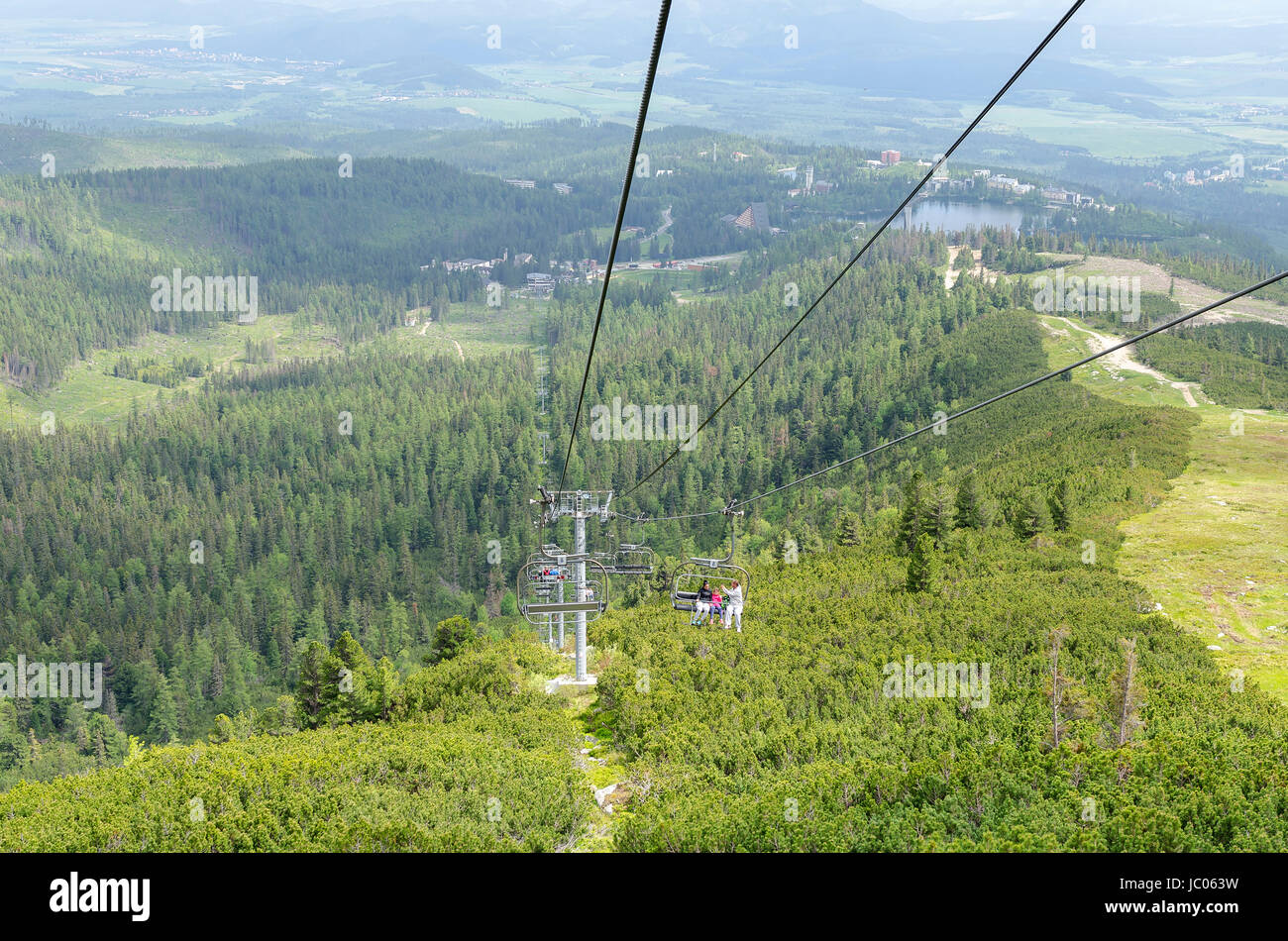 Hautes Tatras, Slovaquie - 11 juin : téléski téléphérique menant à Predne Solisko sommet de montagnes Tatra, le 11 juin 2017 à Hautes Tatras, en Slovaquie. Banque D'Images