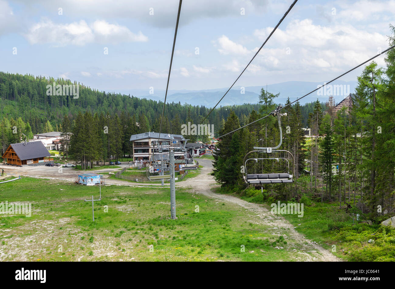 Hautes Tatras, Slovaquie - 11 juin : téléski téléphérique menant à Predne Solisko sommet de montagnes Tatra, le 11 juin 2017 à Hautes Tatras, en Slovaquie. Banque D'Images