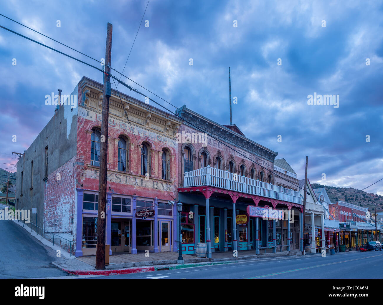 La ville minière historique de Virginia City, Nevada. Banque D'Images