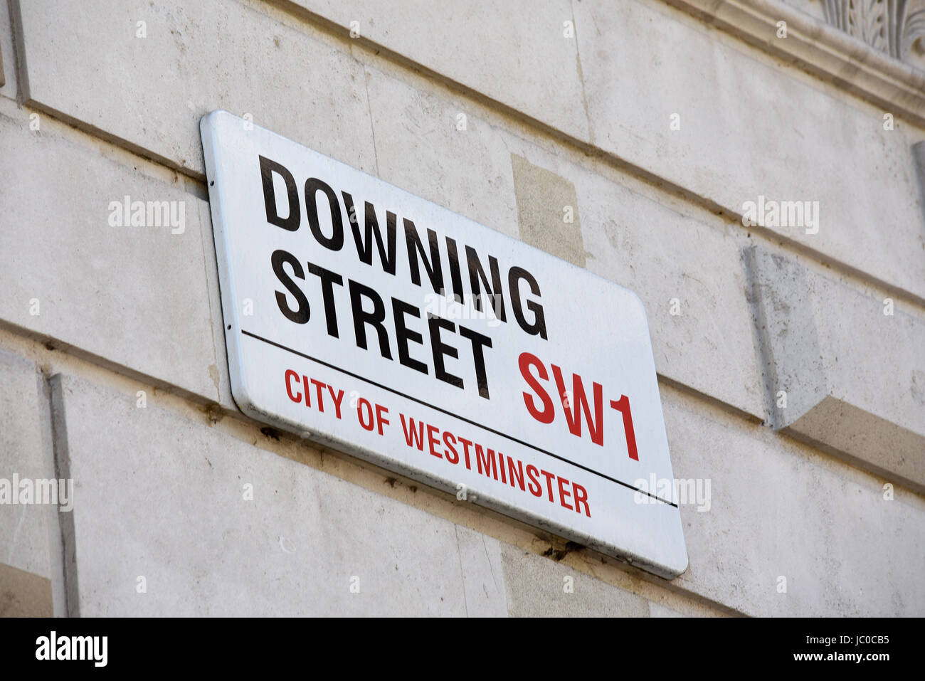 Panneau routier Downing Street. Ville de Westminster. SW1. Londres, Royaume-Uni Banque D'Images