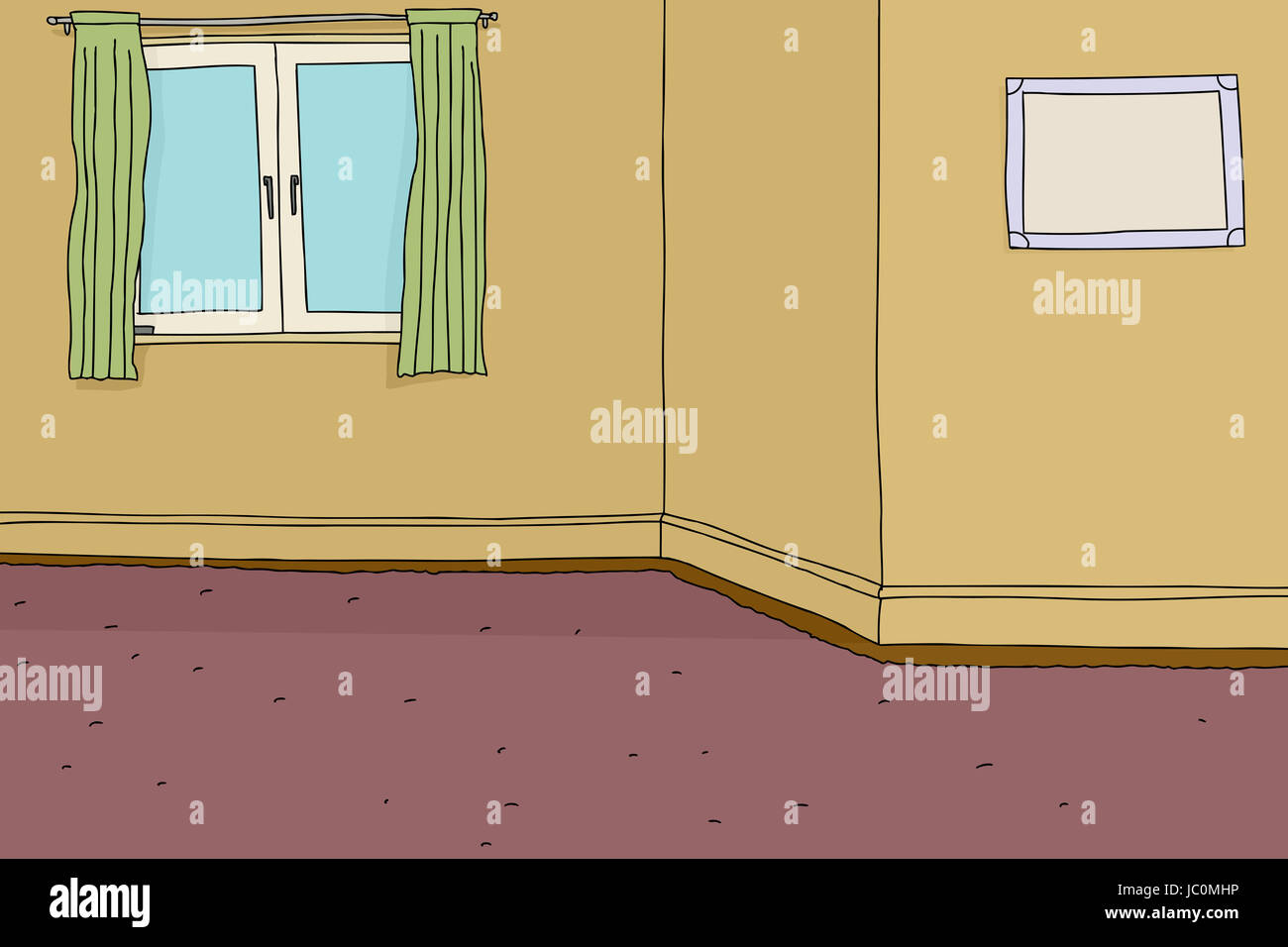 Vide salon avec fenêtre et photo frame Banque D'Images