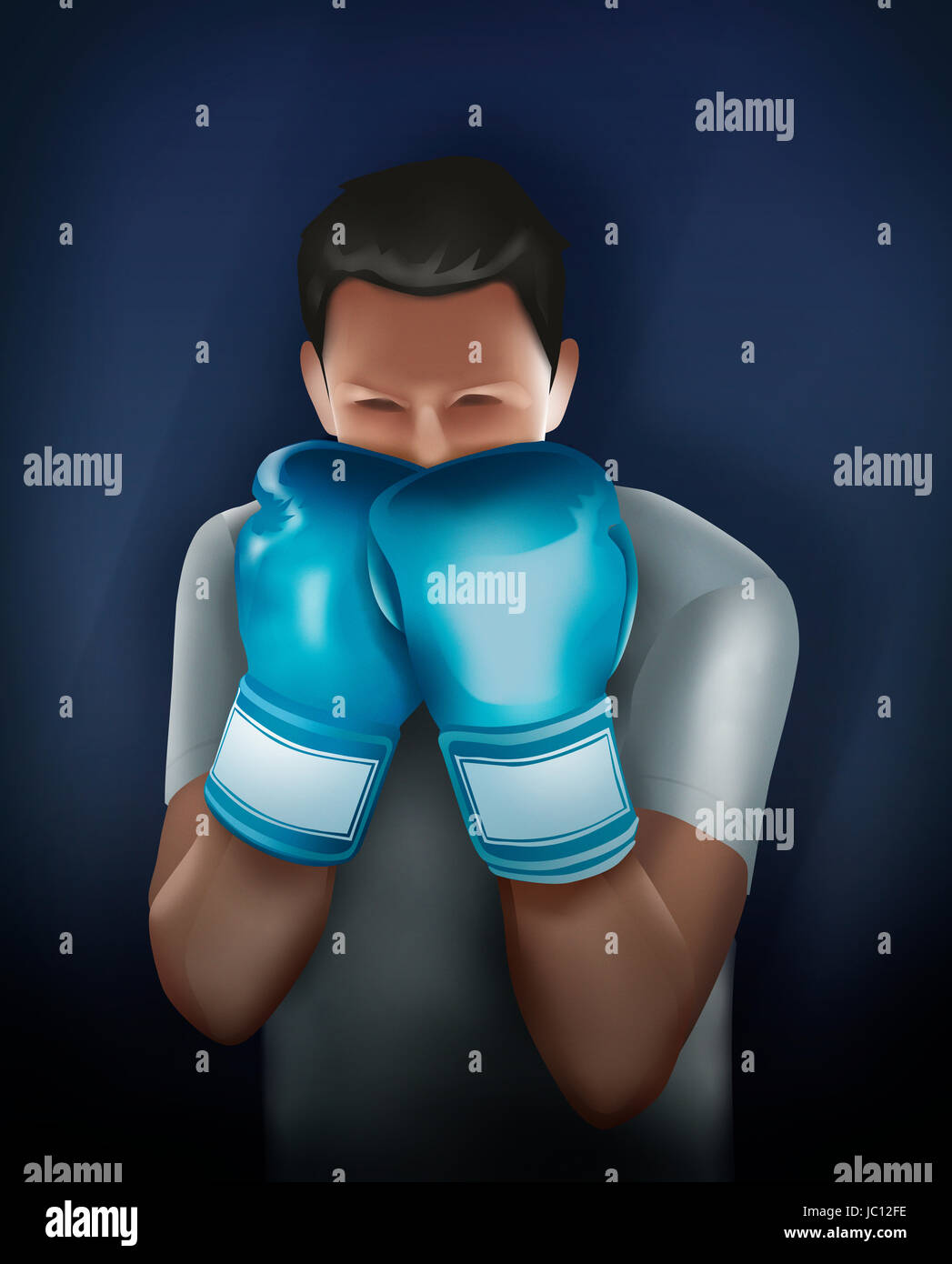 Homme avec des gants de boxe illustration Photo Stock - Alamy