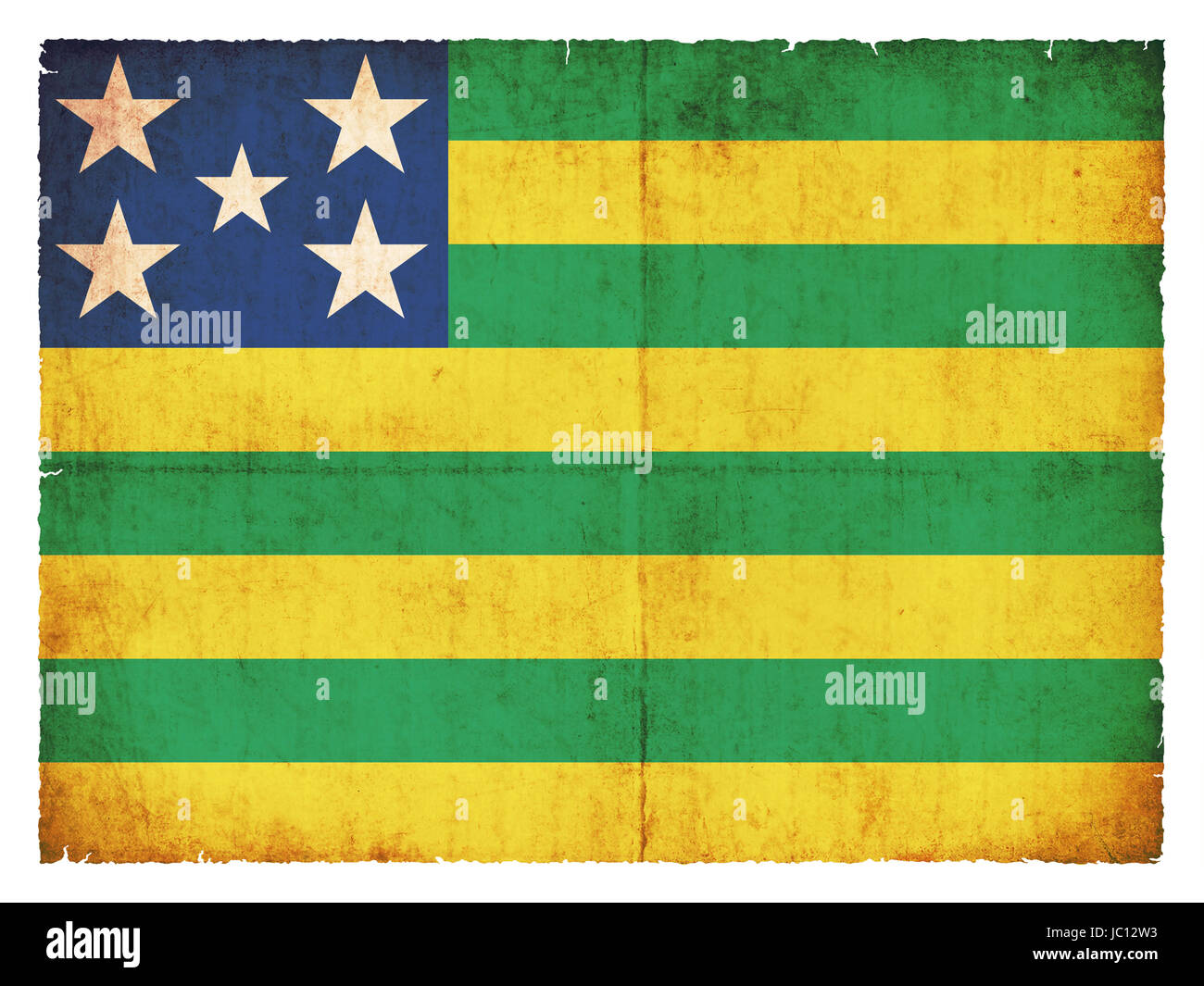 Flagge von Goias (Brésil) im Bundesstaat dans Grunge-Design Banque D'Images