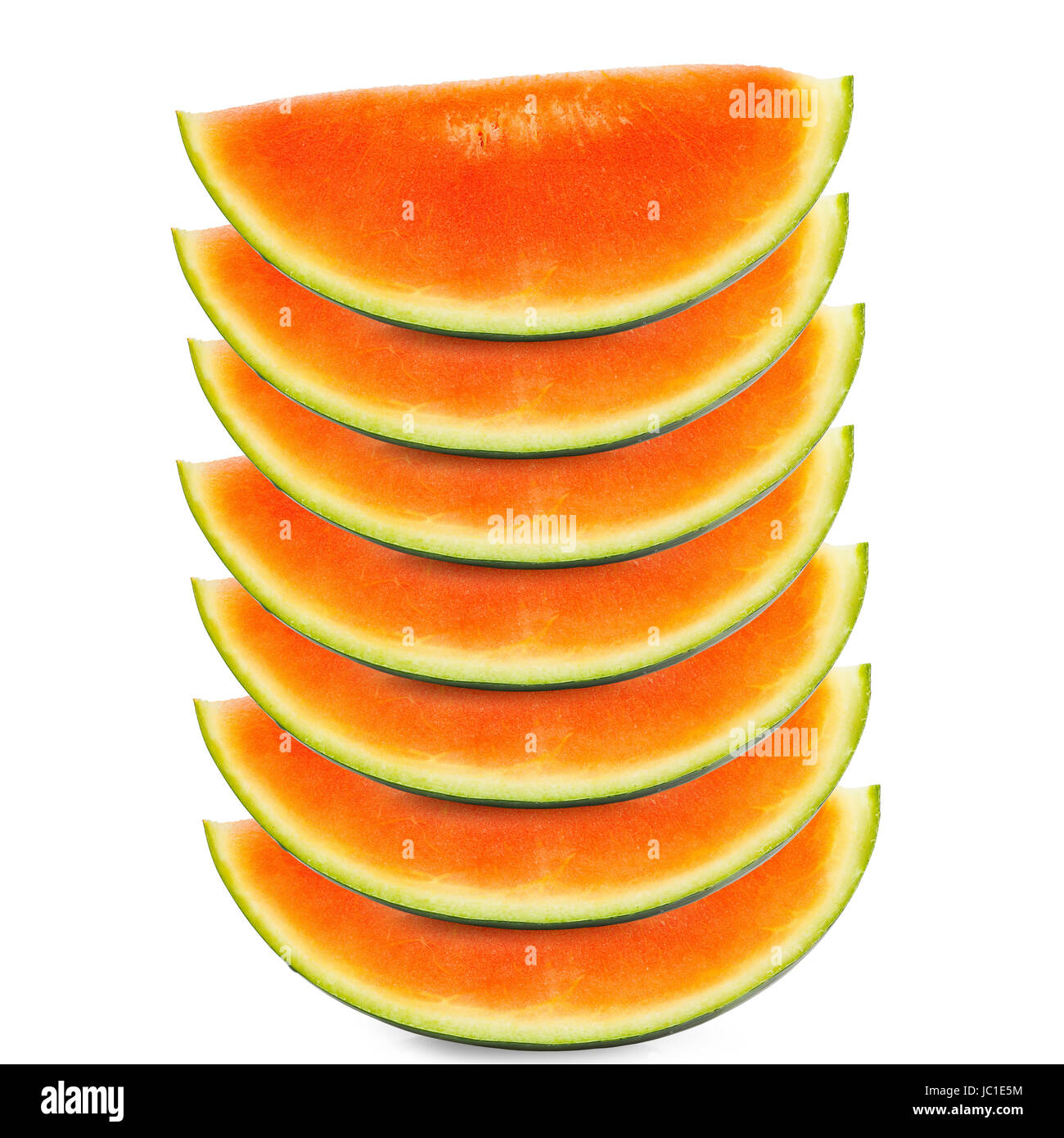 Stücke isoliert reifen von weißem Wassermelone vor Hintergrund Banque D'Images