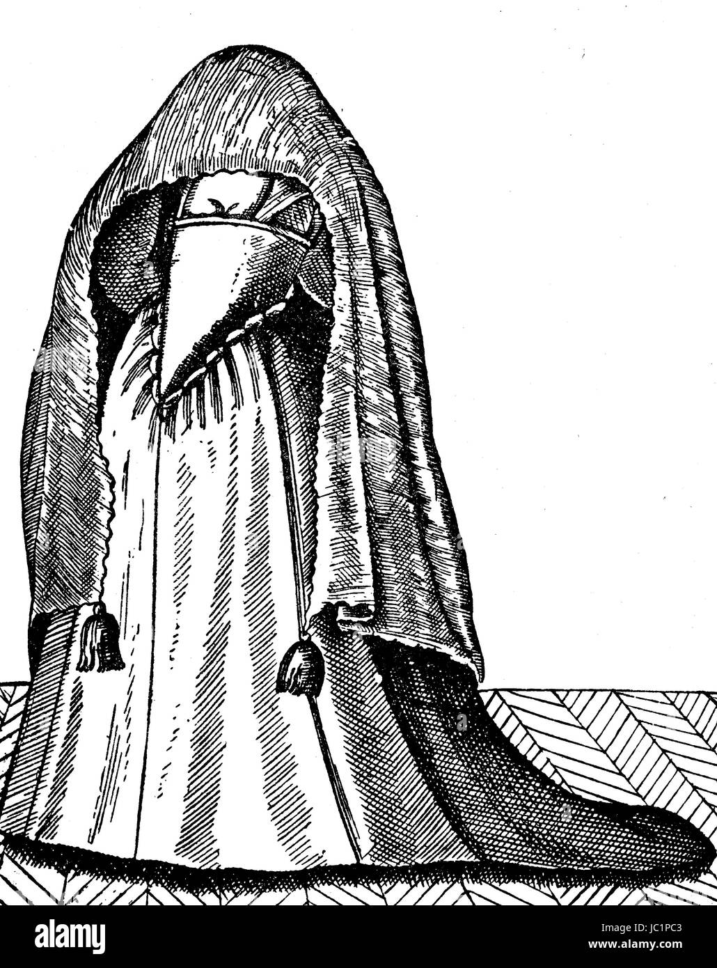 Vierge en costume vénitien de la rue de la mode, le cuivre du 16ème siècle, l'amélioration de la reproduction numérique d'une publication de l'année 1880 Banque D'Images