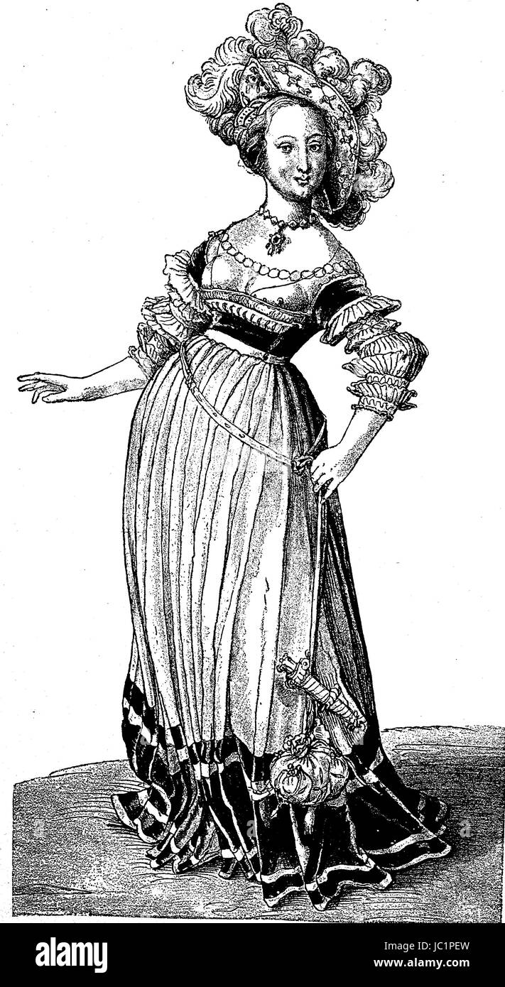 Costume à partir de Bâle, 15e siècle, l'amélioration de la reproduction numérique d'une publication de l'année 1880 Banque D'Images