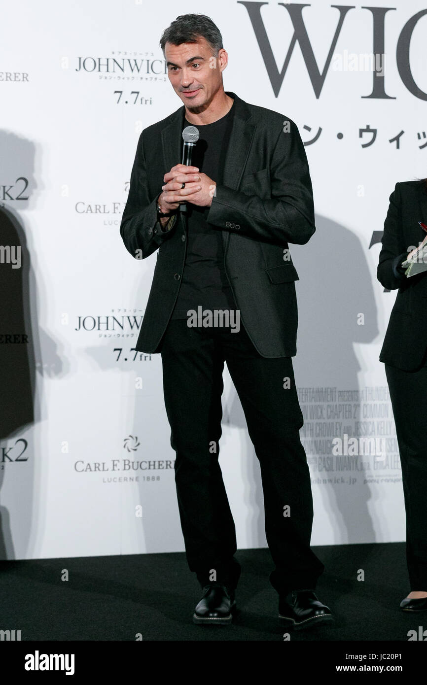 Tokyo, Japon. 13 Jun, 2017. Chad Stahelski directeur parle au cours d'une première pour son film John Wick : Chapitre 2, le 13 juin 2017, Tokyo, Japon. Keanu Reeves et Stahelski est venu au Japon pour promouvoir ''John Wick : Chapitre 2, '' une suite tant attendue de leur hit 2014 ''John Wick, '' qui frappe théâtres japonais le 7 juillet. Credit : Rodrigo Reyes Marin/AFLO/Alamy Live News Banque D'Images