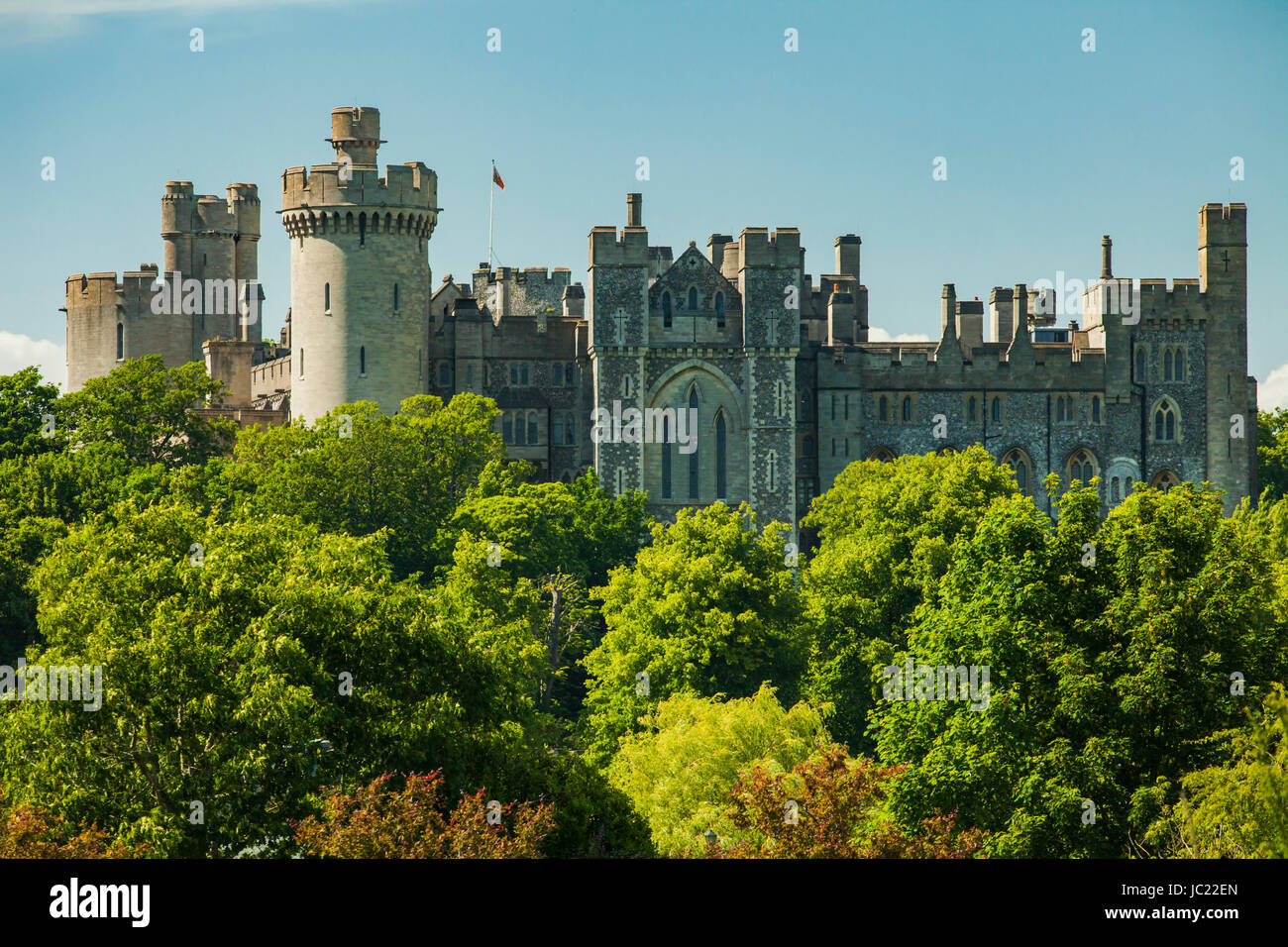 Après-midi de printemps au château d'Arundel, Sussex de l'Ouest. Banque D'Images