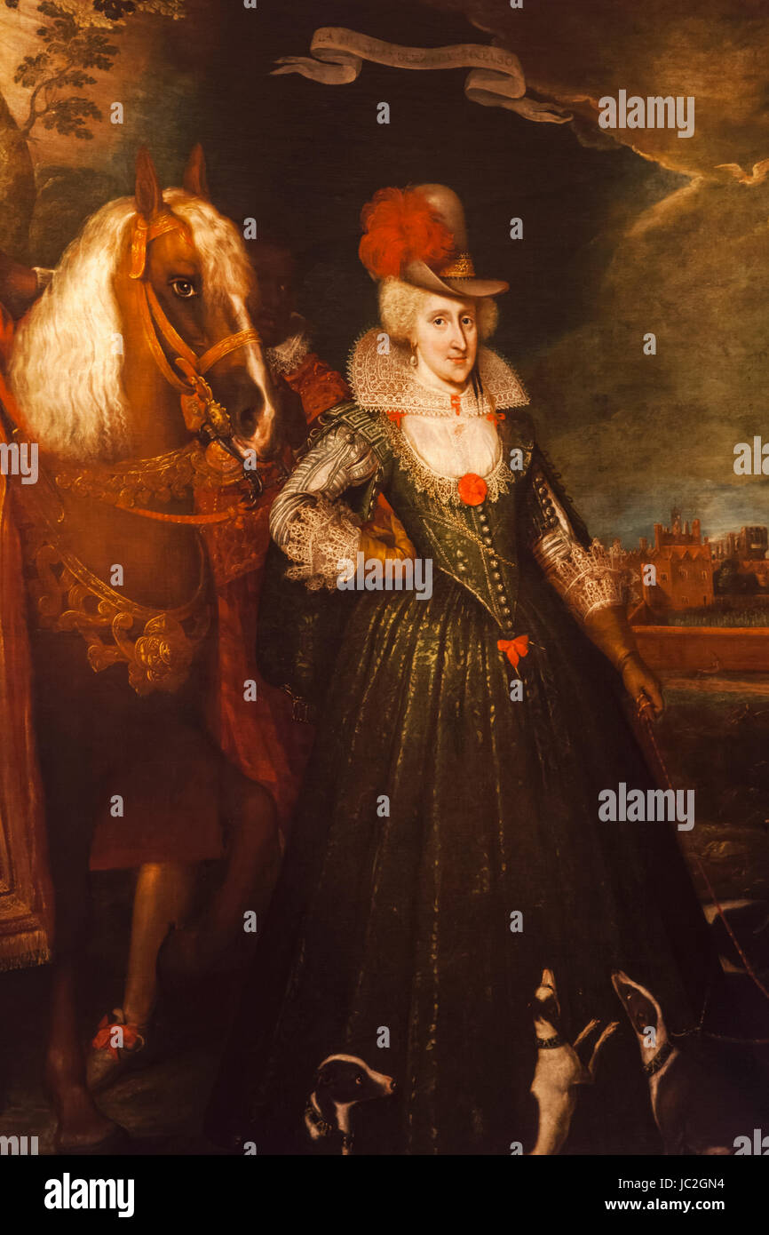 L'Angleterre, Portrait d'Anne de Danemark par Paul Van Somer Banque D'Images