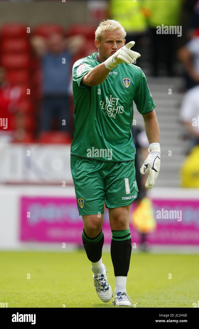 KASPER SCHMEICHEL LEEDS UNITED FC CITY GROUND NOTTINGHAM ANGLETERRE 15 Août 2010 Banque D'Images