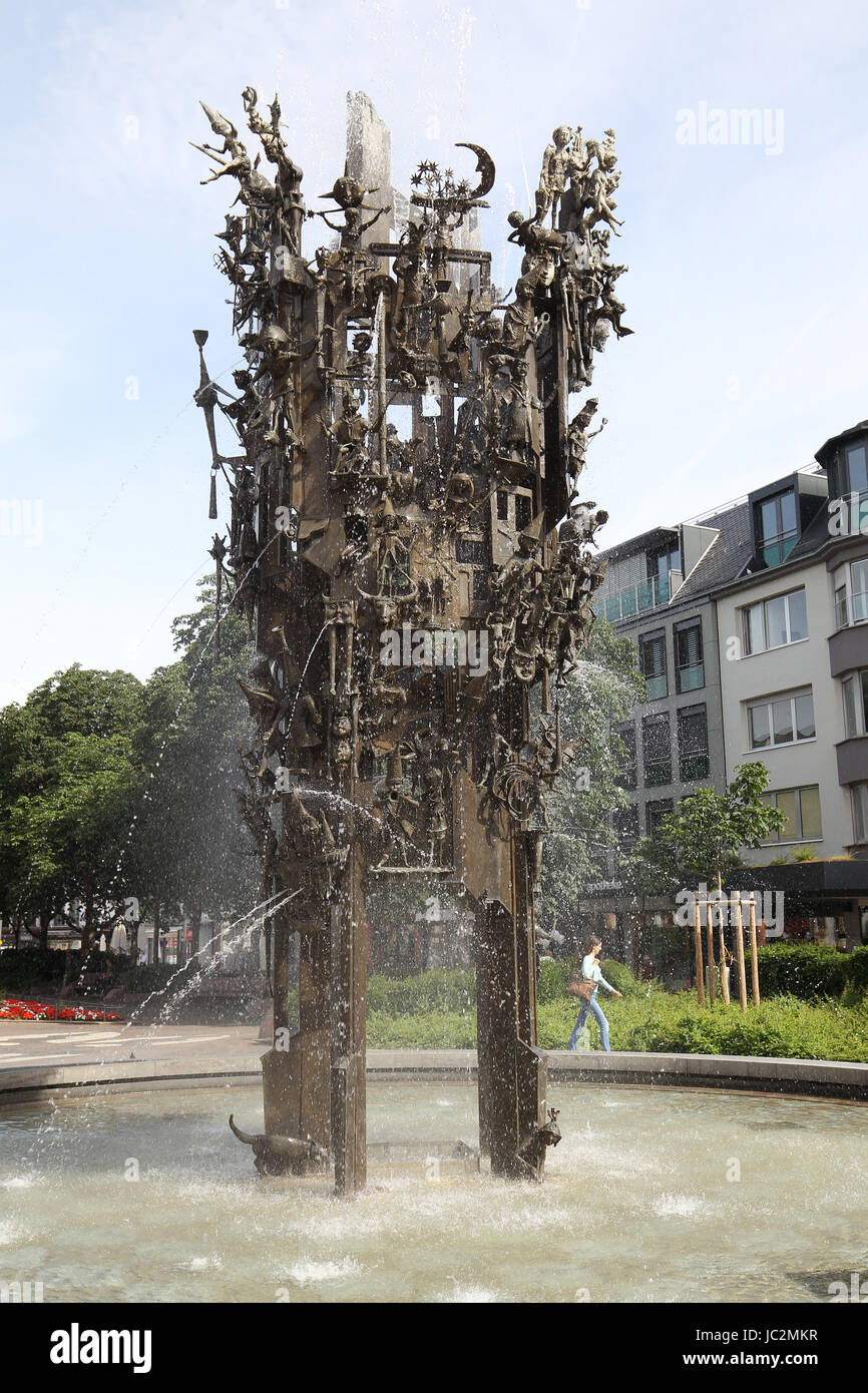 La fontaine de carnaval à Mainz, Allemagne Le Schillerplatz. Banque D'Images