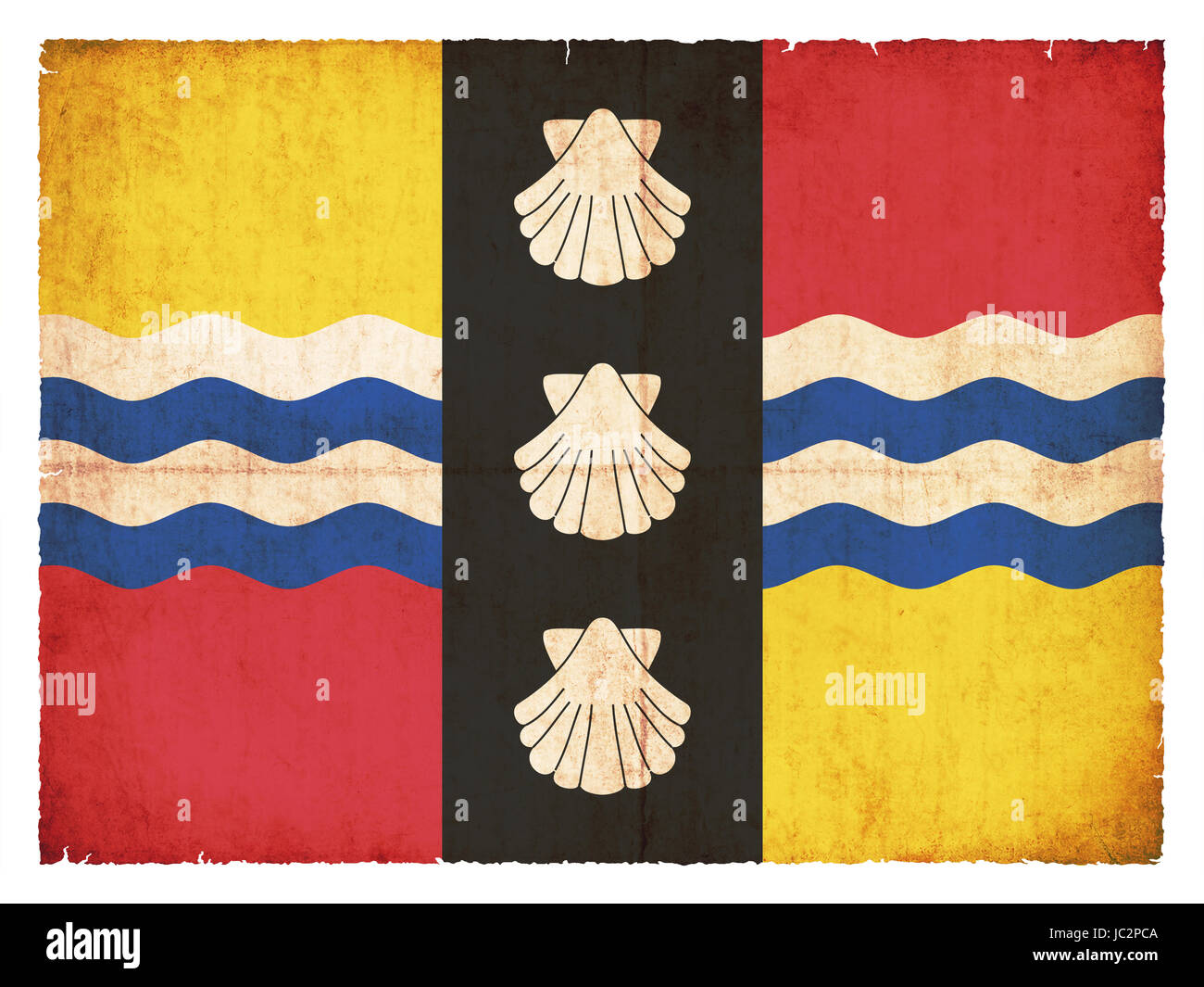 Flagge von Bedfordshire (Graftschaft Grunge-Design en Polynésie) im Banque D'Images