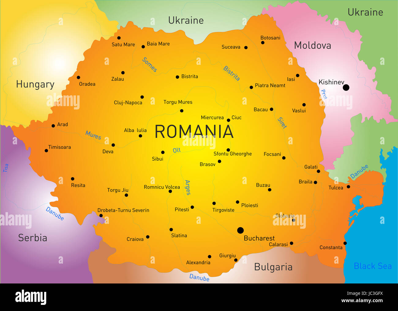 Application couleurs carte de la Roumanie pays Banque D'Images