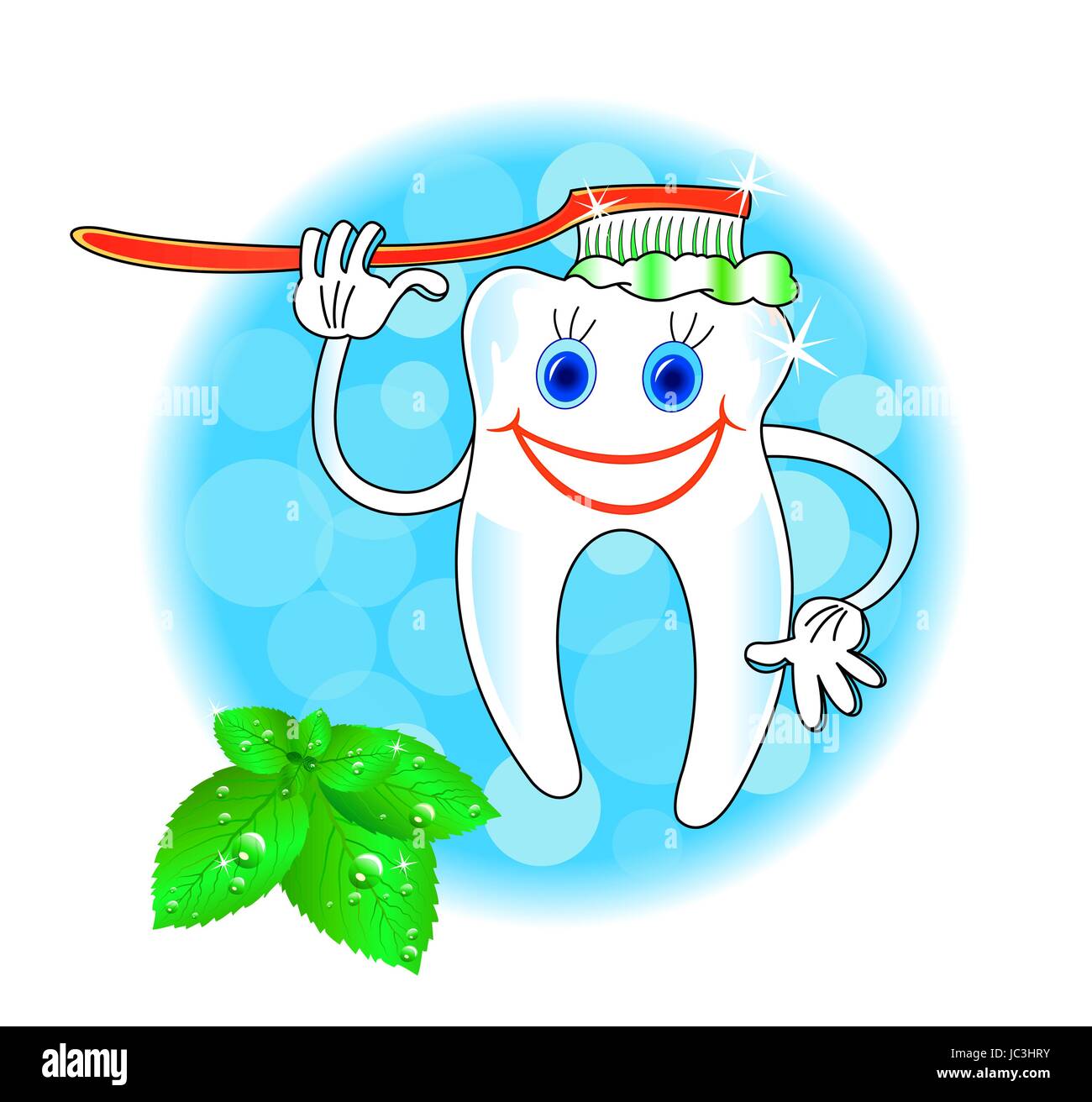 Happy smiling dent avec une brosse à dents, l'icône de l'hygiène dentaire Illustration de Vecteur
