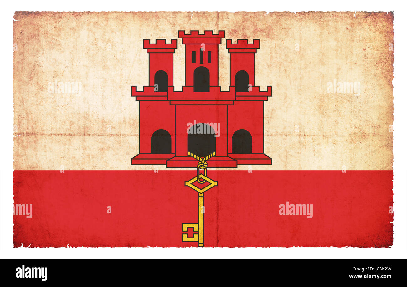 Flagge von Gibraltar (Großbritanien) im Grunge-Design Banque D'Images