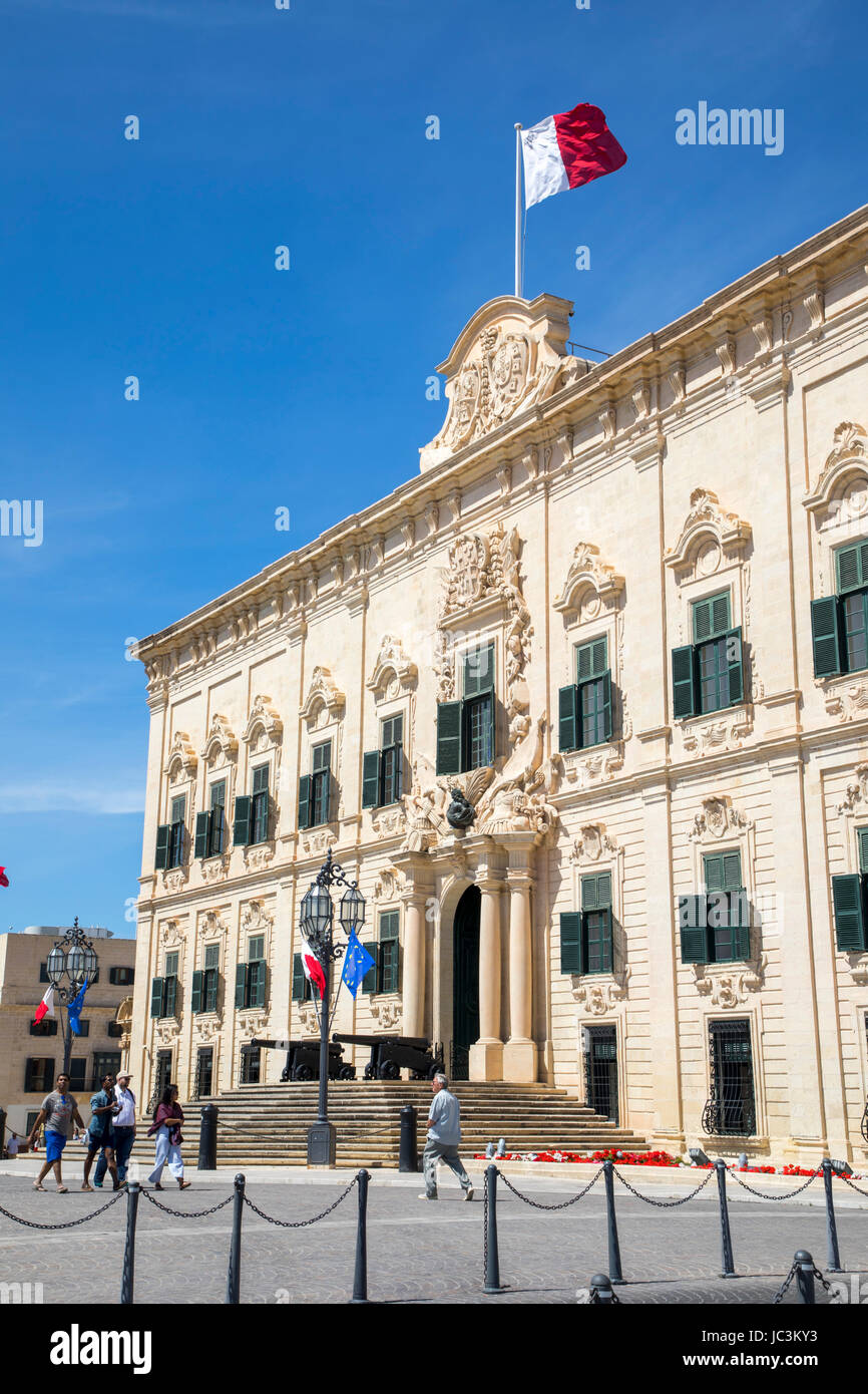 Malte, La Valette, la capitale, l'Auberge de Castille et Leon, ancien palais royal, aujourd'hui le siège du Premier Ministre, Banque D'Images