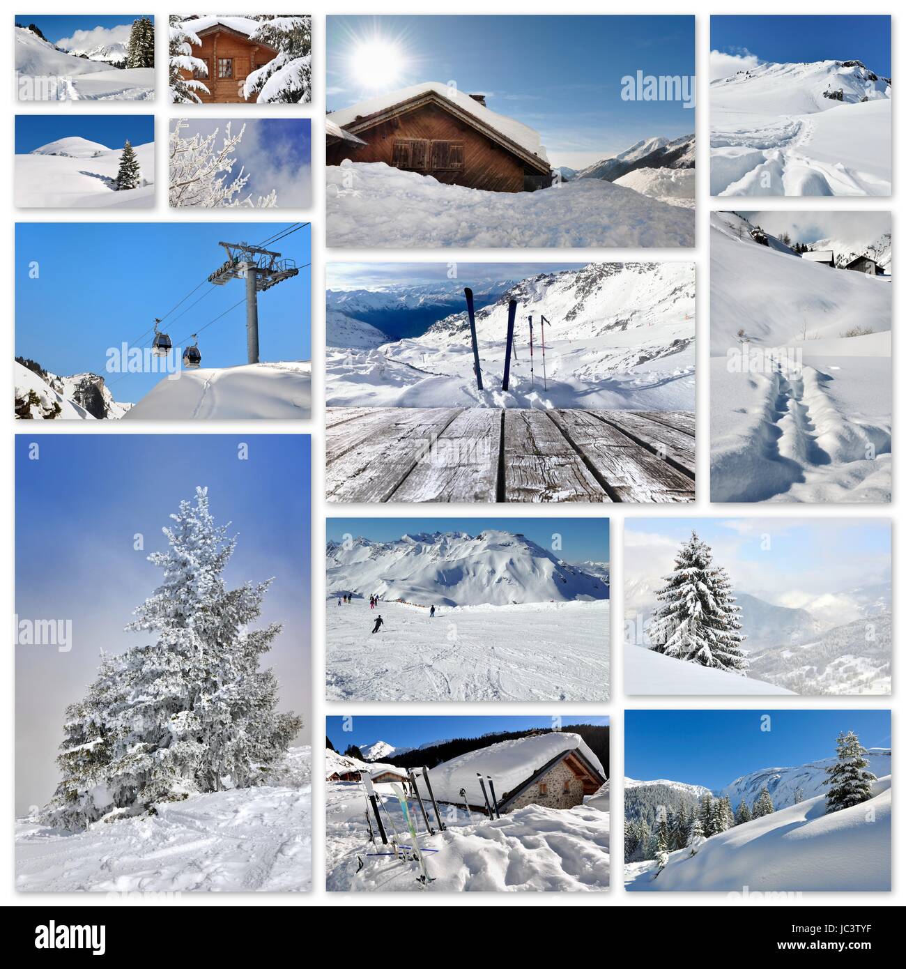 Photos d'hiver en collage format carré Banque D'Images