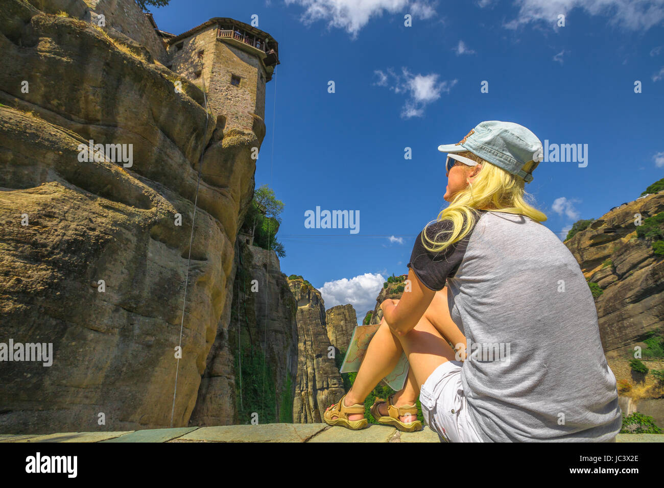 Les Météores monastère à touristiques Banque D'Images