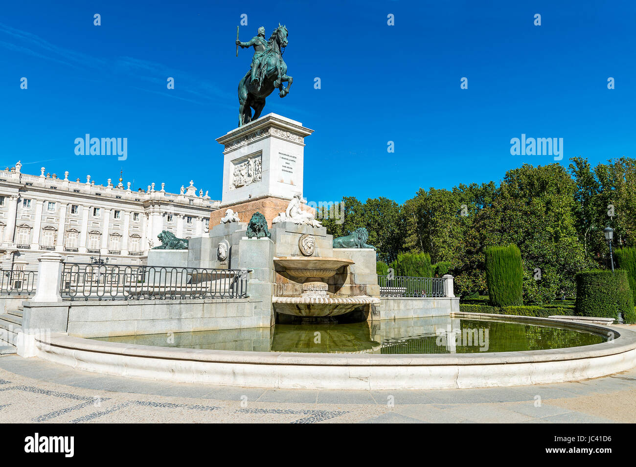 Palais Royal de Madrid et de la Plaza de Oriente, Espagne Banque D'Images