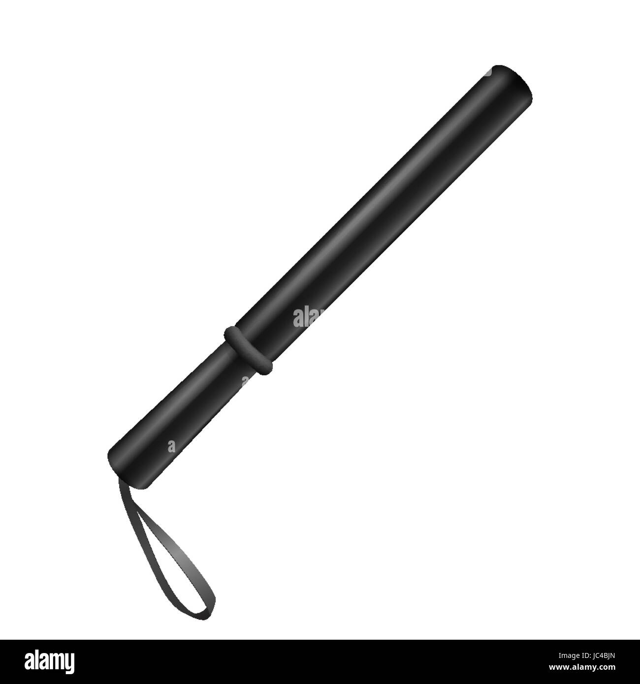 Caoutchouc noir long baton. Bat de la police. Matraques de sécurité. 3D réaliste vectorielle Illustration de Vecteur
