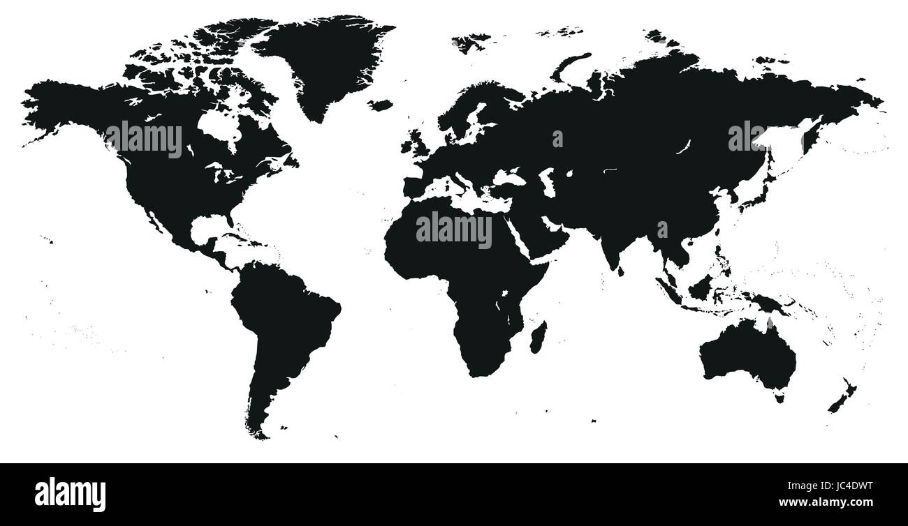 Vector Blank gris foncé, noir carte du monde similaires isolé sur fond blanc. Modèle Monochrome Worldmap la conception de site web, rapports annuels, infog Illustration de Vecteur