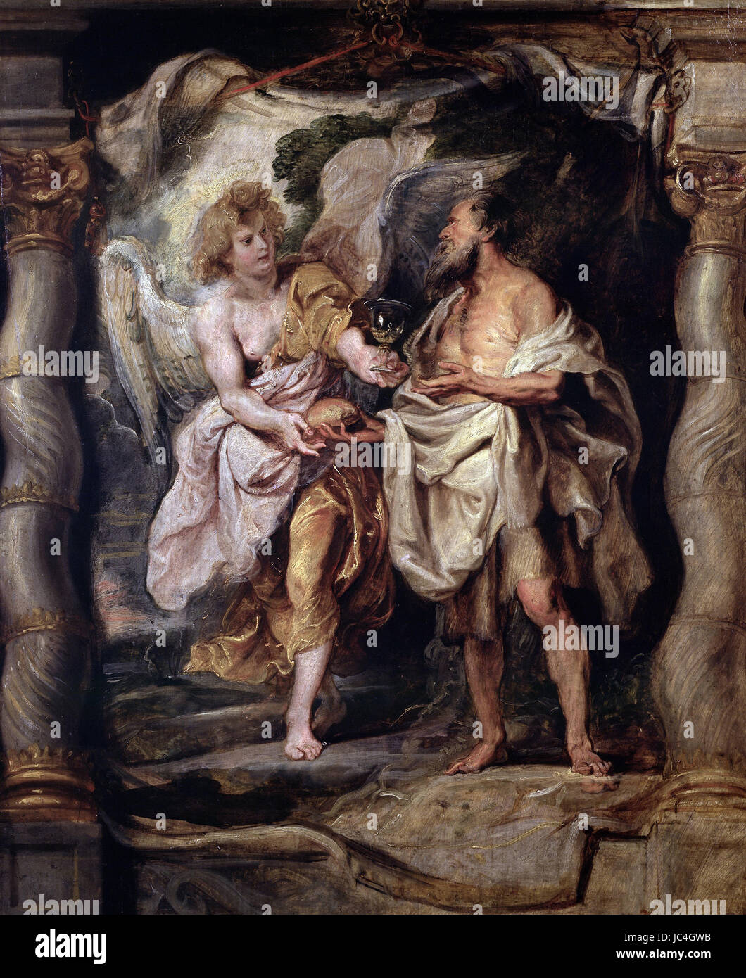 Peter Paul Rubens prophète Élie recevant le pain et l'eau d'un Ange musée Bonnat Bayonne Banque D'Images