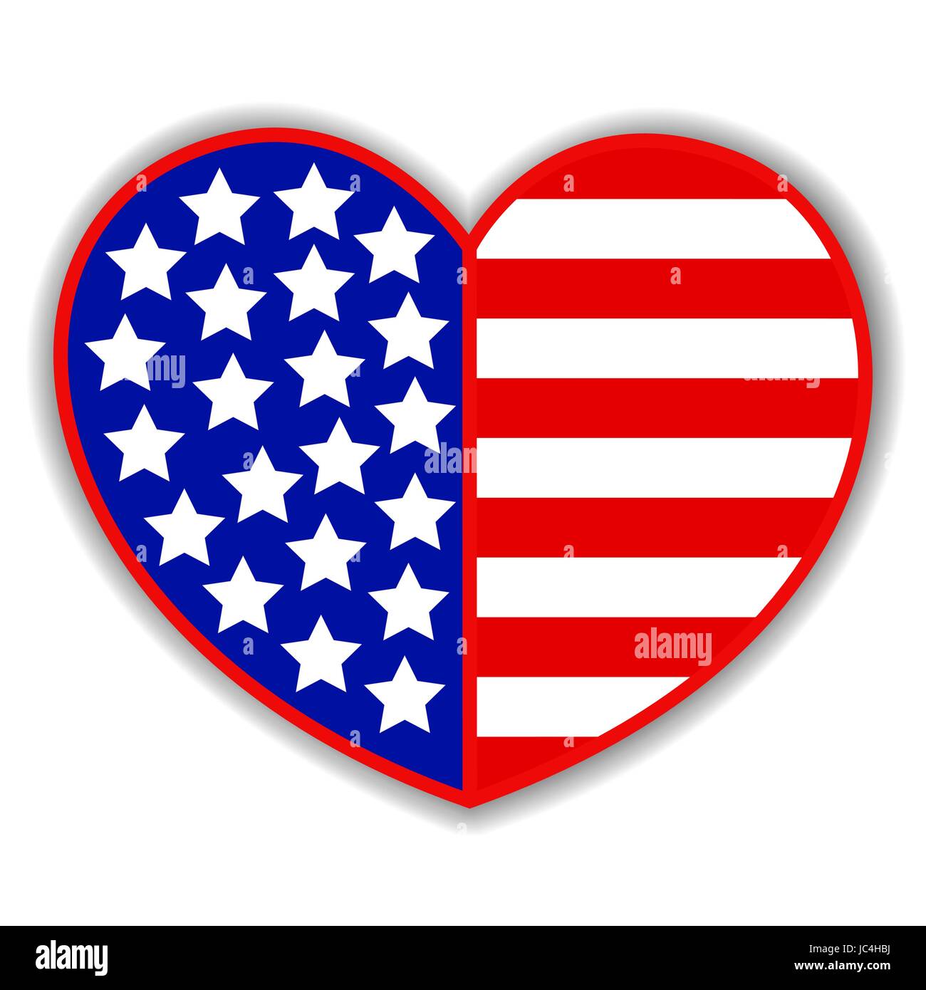 Le symbole du cœur patriotique avec un abrégé drapeau américain, élément de design et logo Illustration de Vecteur