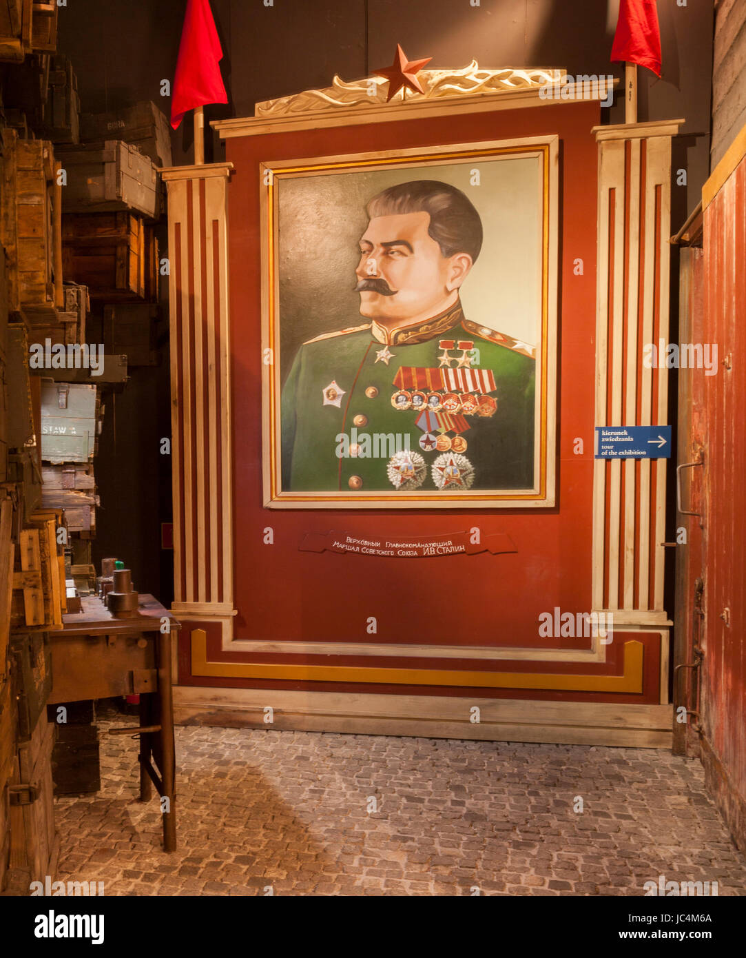 Portrait de Joseph Staline , l'usine d'Oskar Schindler, Musée historique de Cracovie , Cracovie, Pologne petite, Europe Banque D'Images