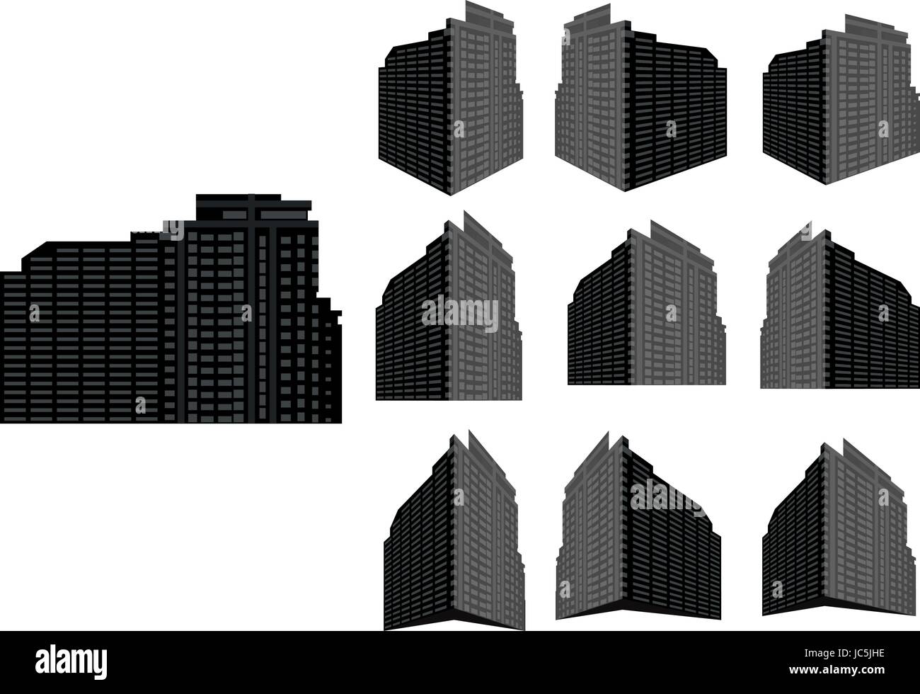 Tour bâtiment vector set. Collection de ville et paysage.Immeuble avec beaucoup de vues Illustration de Vecteur